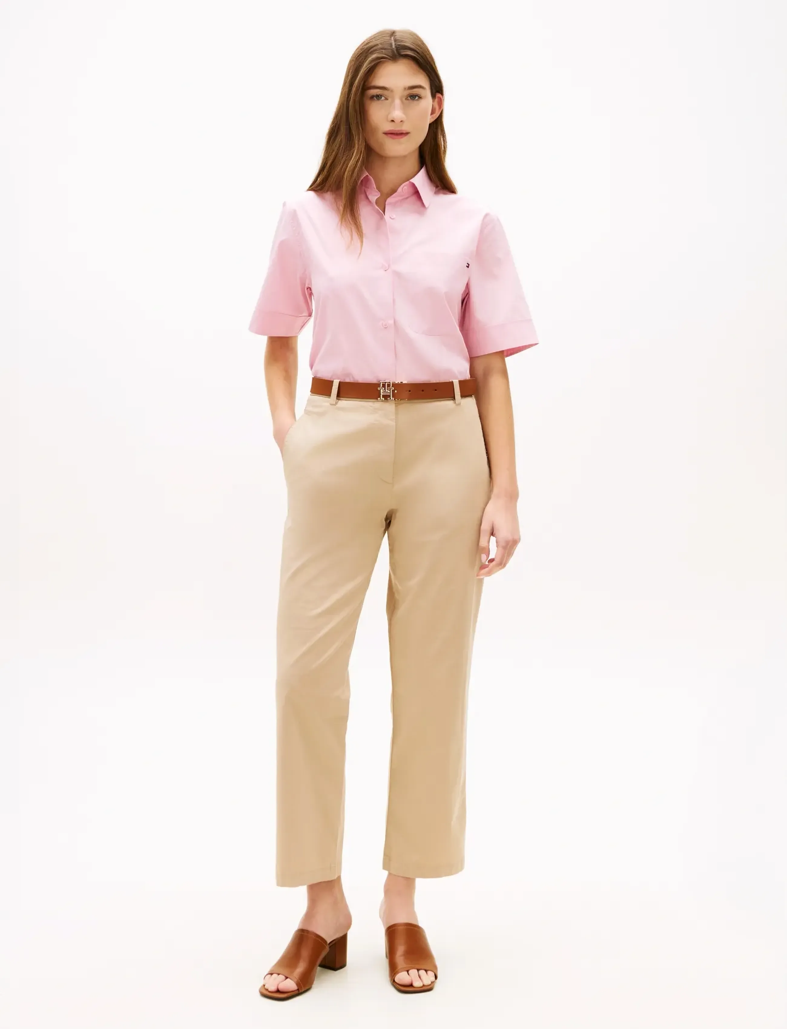 Tommy Hilfiger Co Gmd Slim Straight Chino, 36, Beige, Bukser > Chinos, Dame
