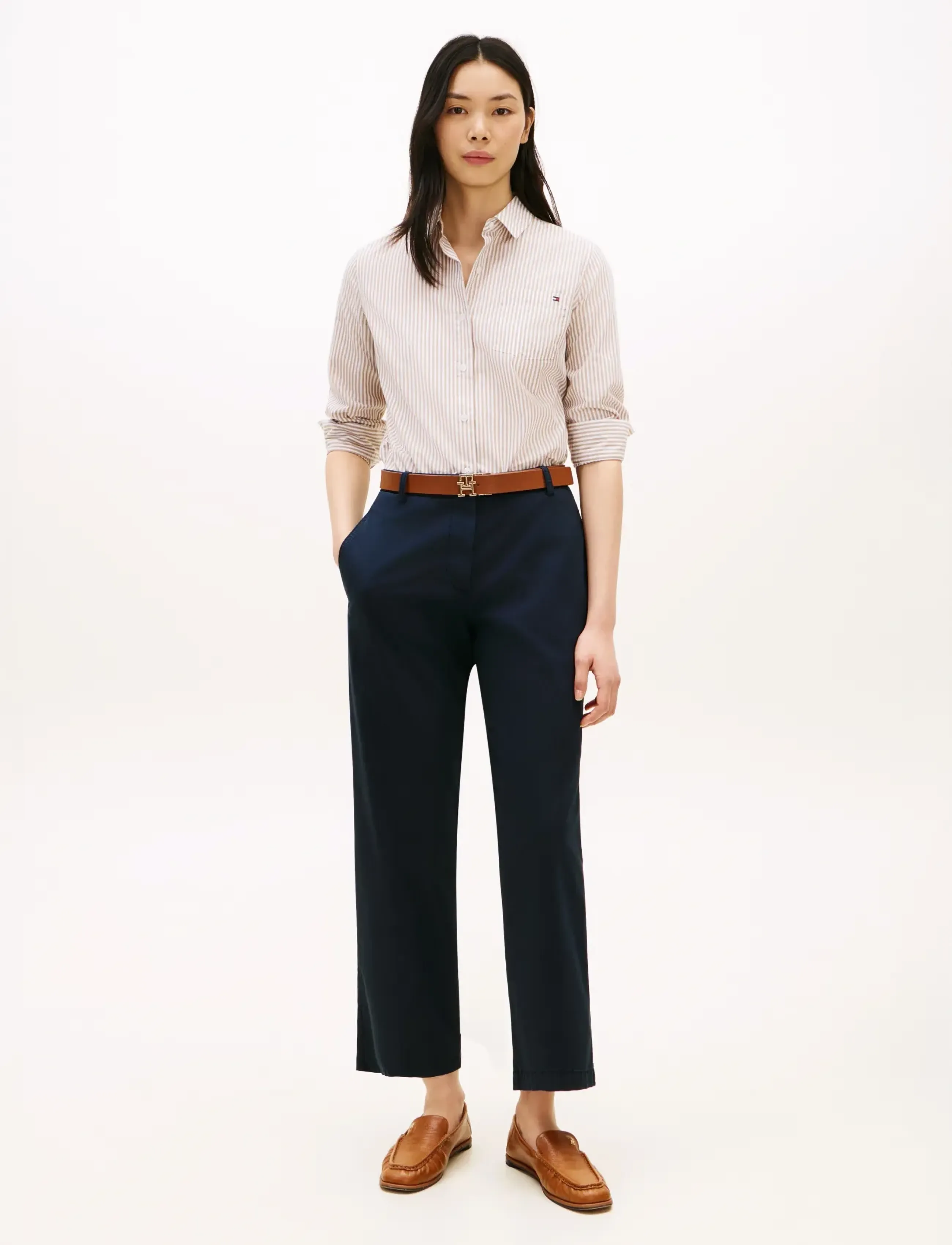 Tommy Hilfiger Co Gmd Slim Straight Chino, 38, Navy, Bukser > Chinos, Dame