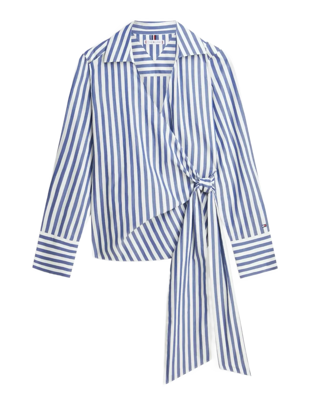 Tommy Hilfiger - POPLIN KNOT BLOUSE WITH LS - long sleeved blouses - wide banker stp ecru seashore navy - 1