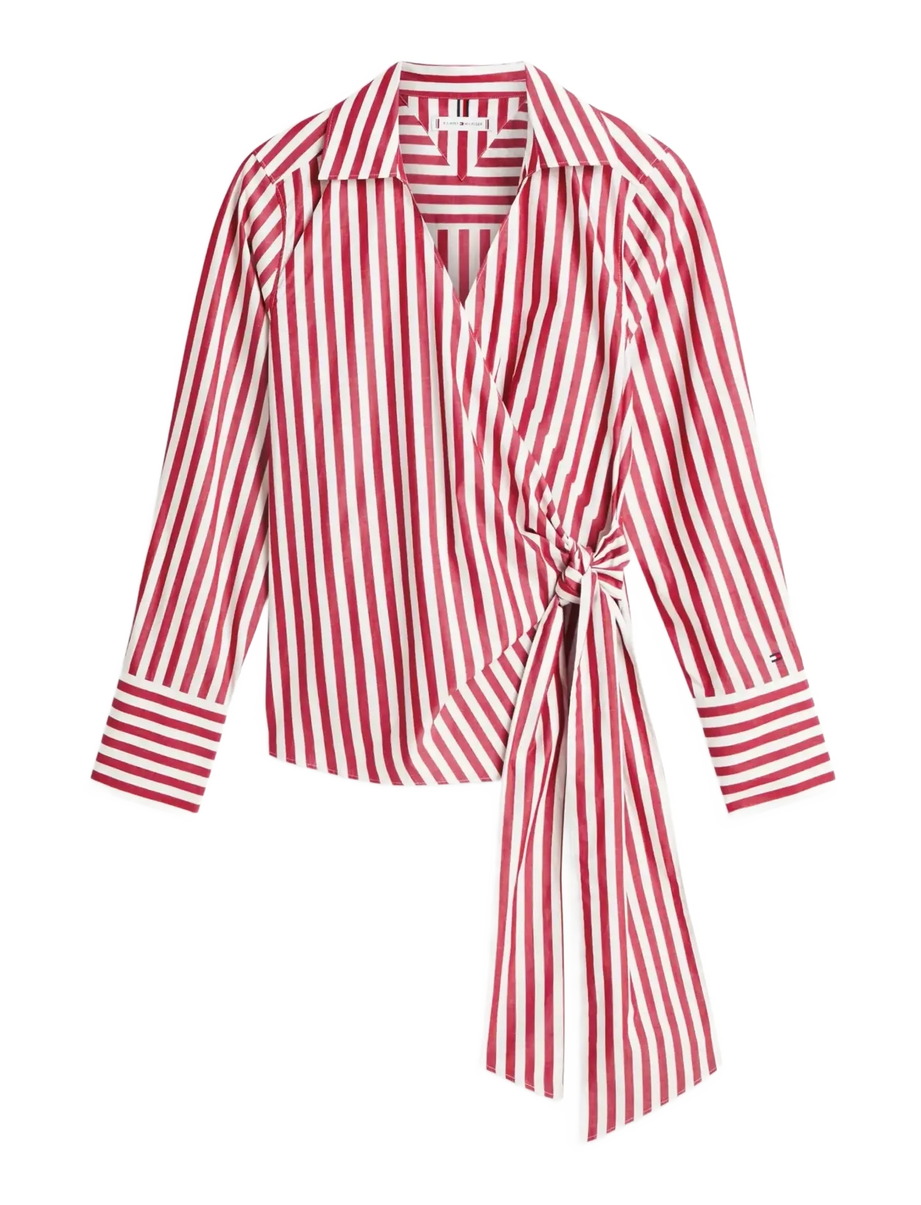 Tommy Hilfiger POPLIN KNOT BLOUSE WITH LS - Pluusid ja särgid - WIDE BANKER STP ECRU LIBERTY RED / red