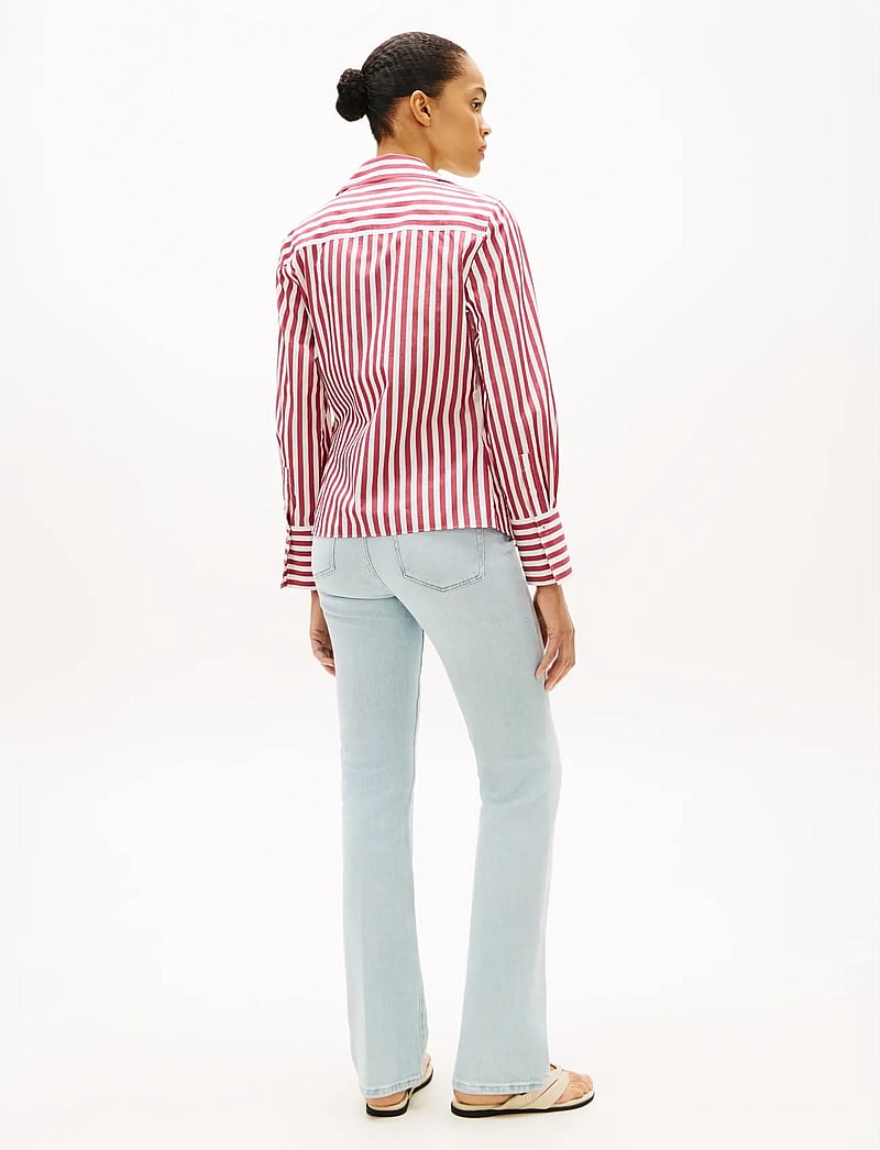 Tommy Hilfiger - POPLIN KNOT BLOUSE WITH LS - long sleeved blouses - wide banker stp ecru liberty red - 2