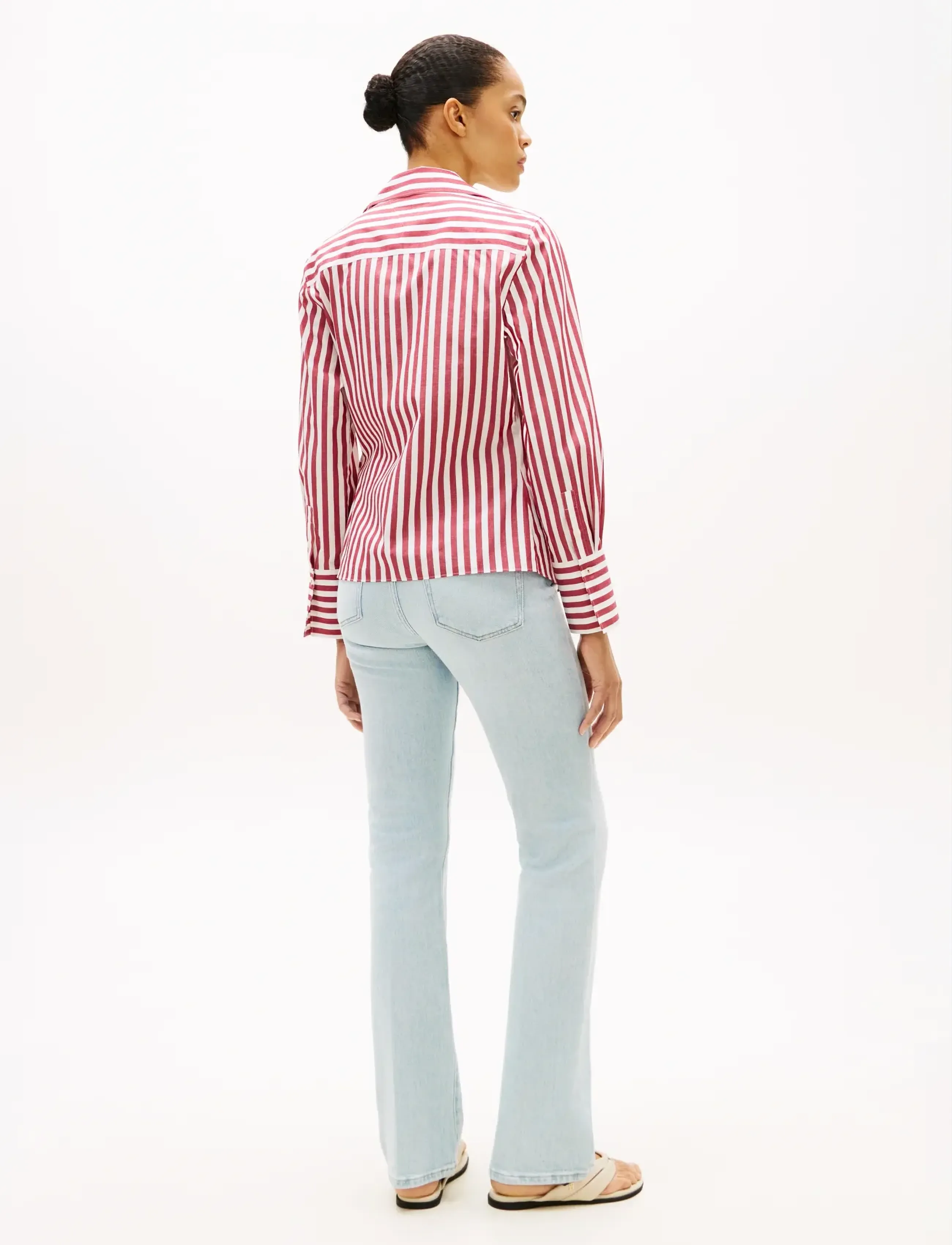 Tommy Hilfiger - POPLIN KNOT BLOUSE WITH LS - langærmede bluser - wide banker stp ecru liberty red - 2