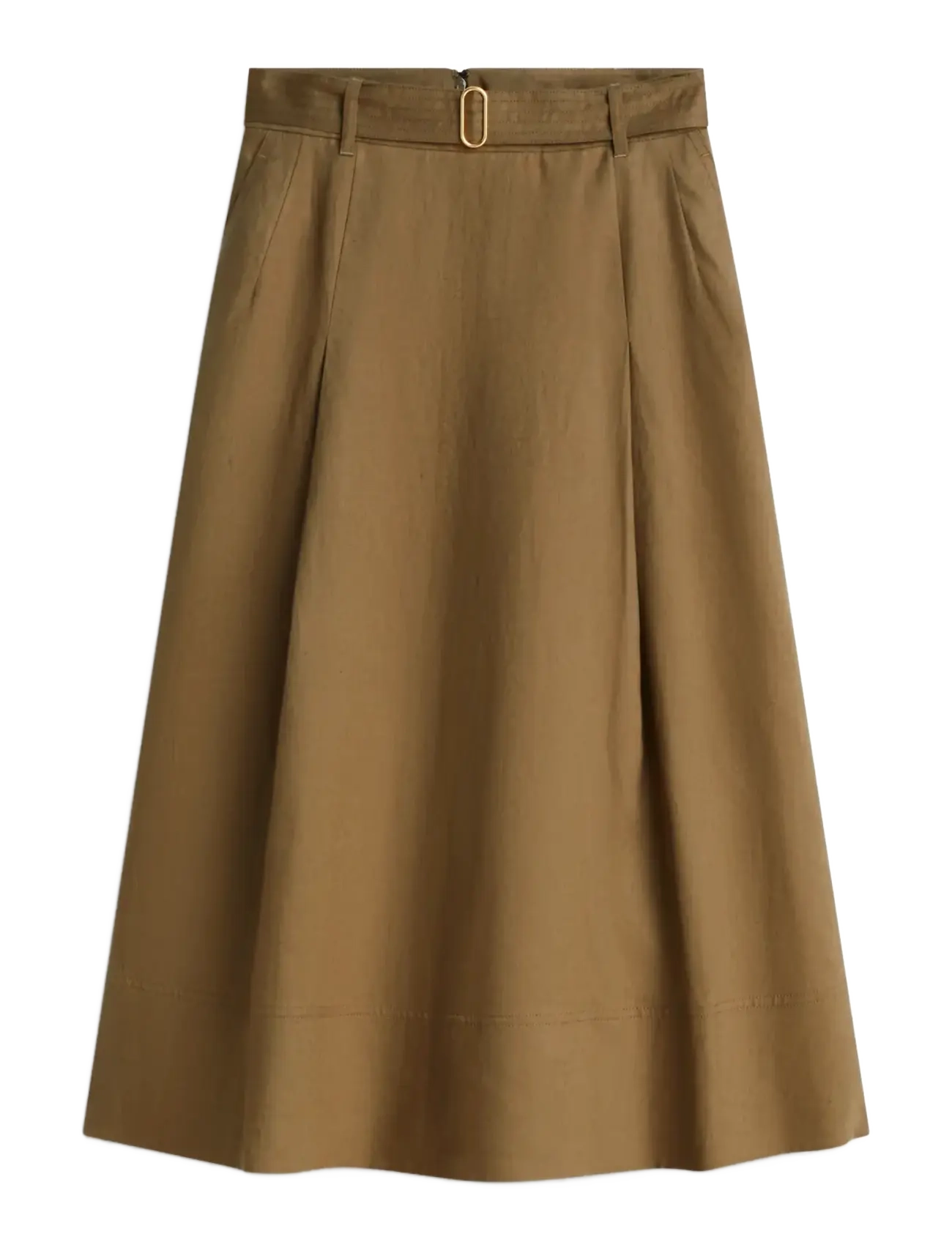 Tommy Hilfiger LINEN UTILITY MIDI SKIRT - Tøj - MEDITERRANEAN OLIVE / brown