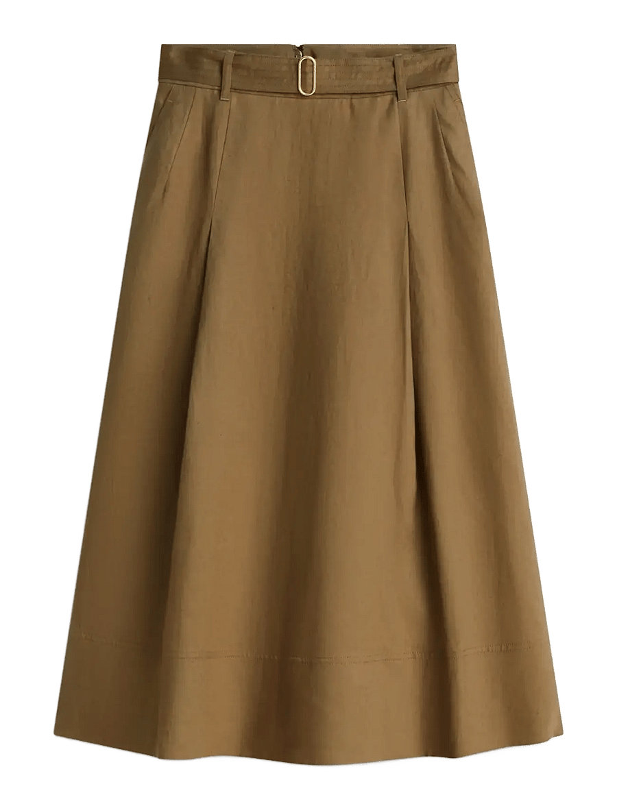 Tommy Hilfiger - LINEN UTILITY MIDI SKIRT - midi-röcke - mediterranean olive - 1
