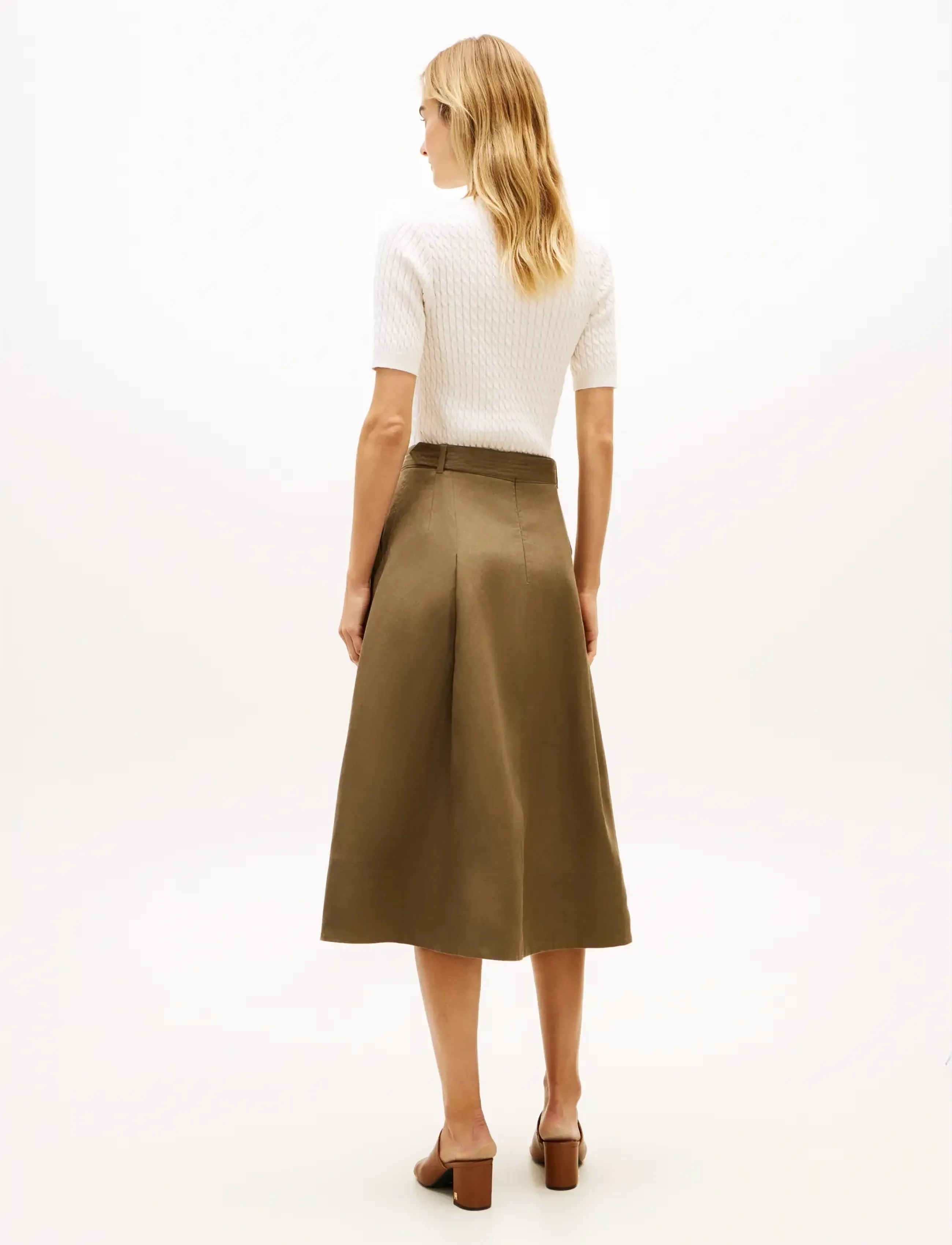 Tommy Hilfiger - LINEN UTILITY MIDI SKIRT - midi nederdele - mediterranean olive - 2