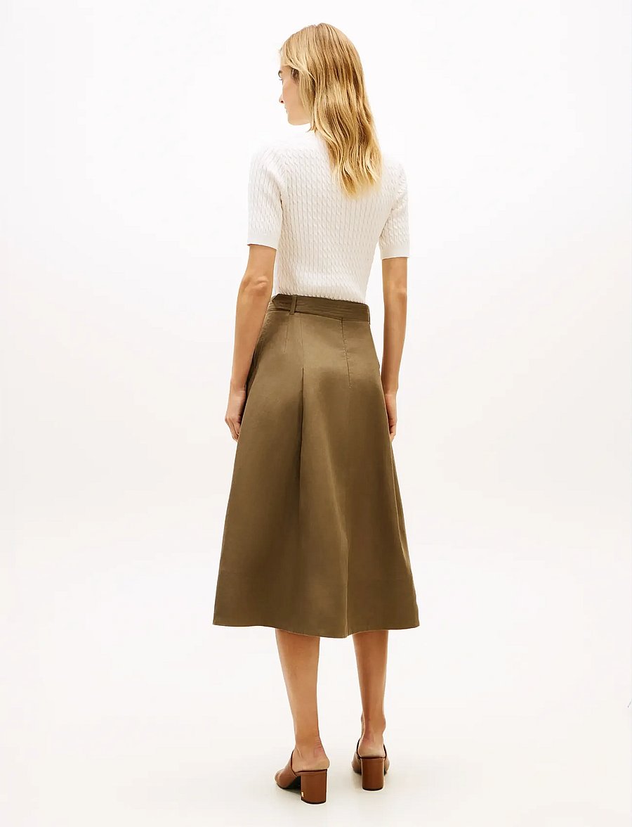 Tommy Hilfiger - LINEN UTILITY MIDI SKIRT - midi-röcke - mediterranean olive - 2
