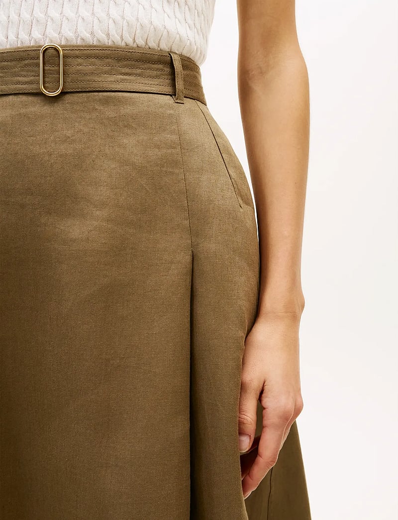 Tommy Hilfiger - LINEN UTILITY MIDI SKIRT - midi-röcke - mediterranean olive - 4
