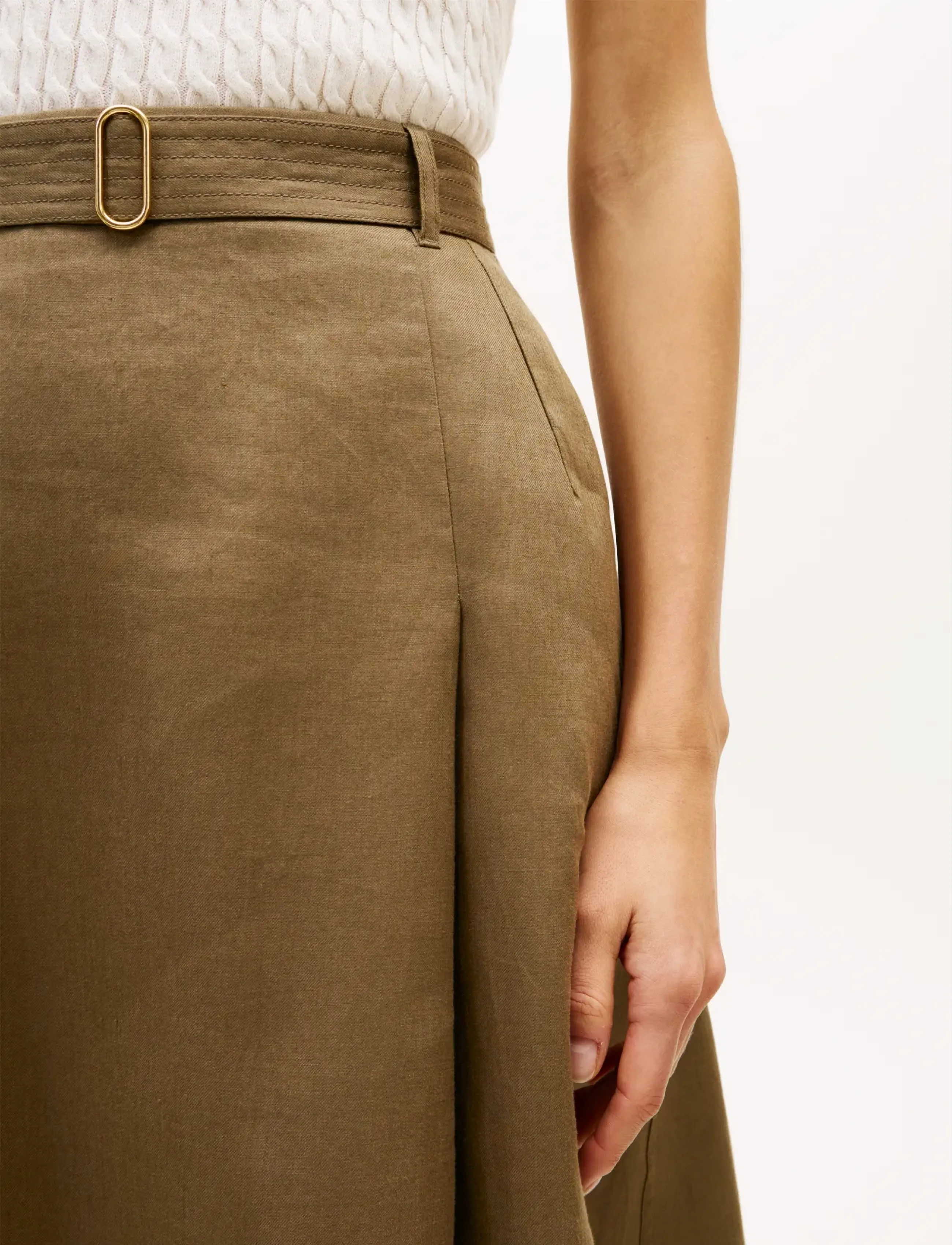 Tommy Hilfiger - LINEN UTILITY MIDI SKIRT - midi nederdele - mediterranean olive - 4