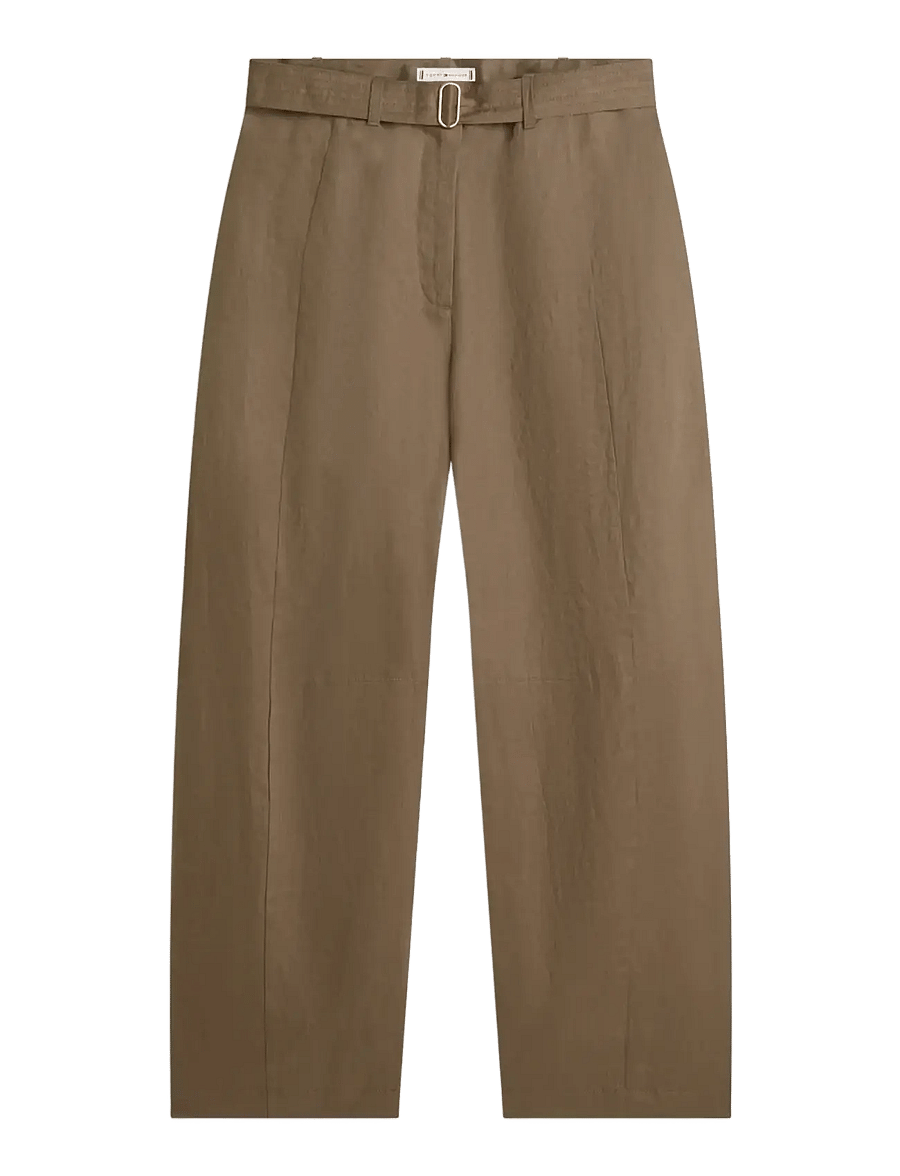 Tommy Hilfiger - LINEN UTILITY BARREL PANT - barrel-hosen - mediterranean olive - 1