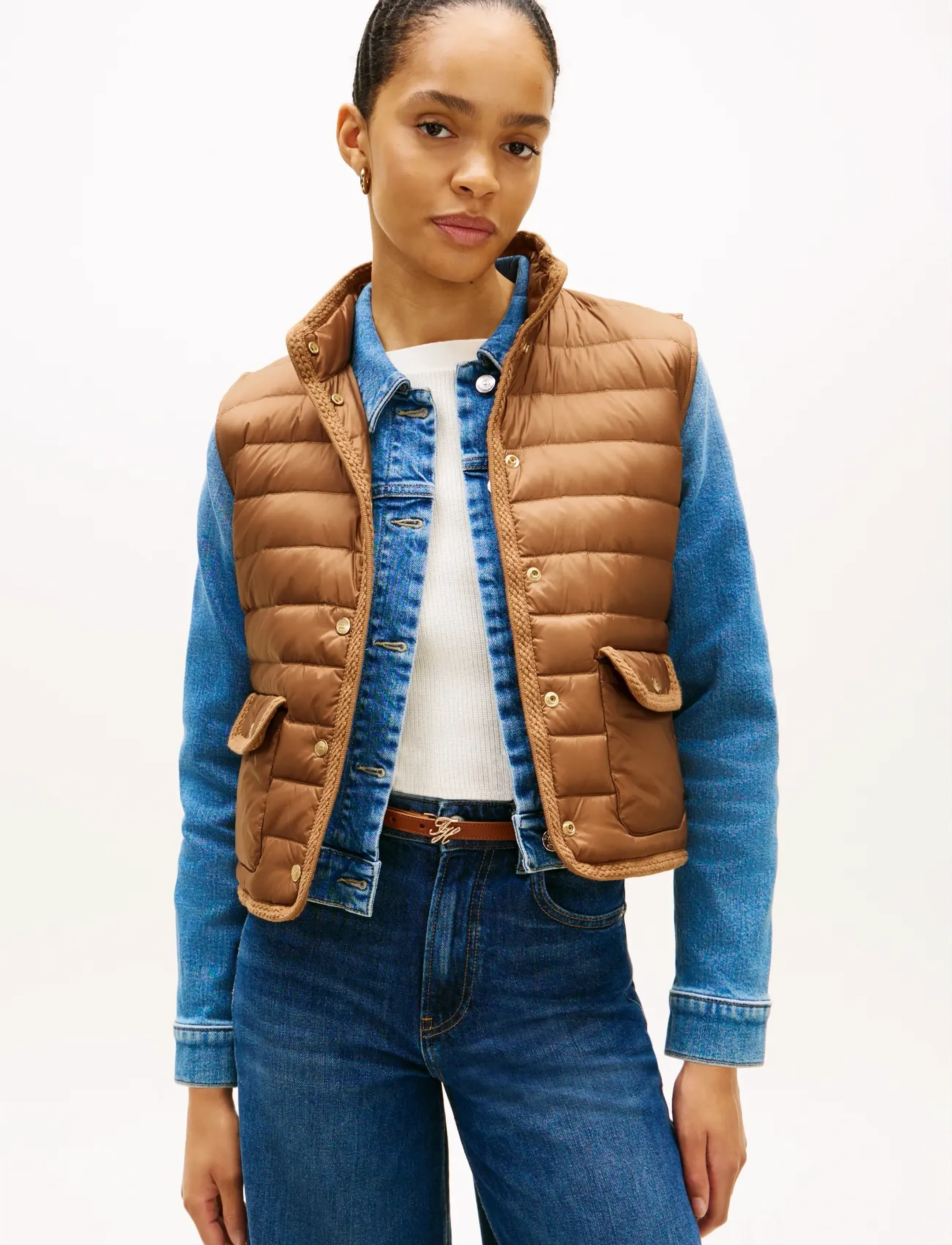 Tommy Hilfiger Feminine Lw Down Vest, Kvinder, Trimmet Dunvest, Beige, Str: XL