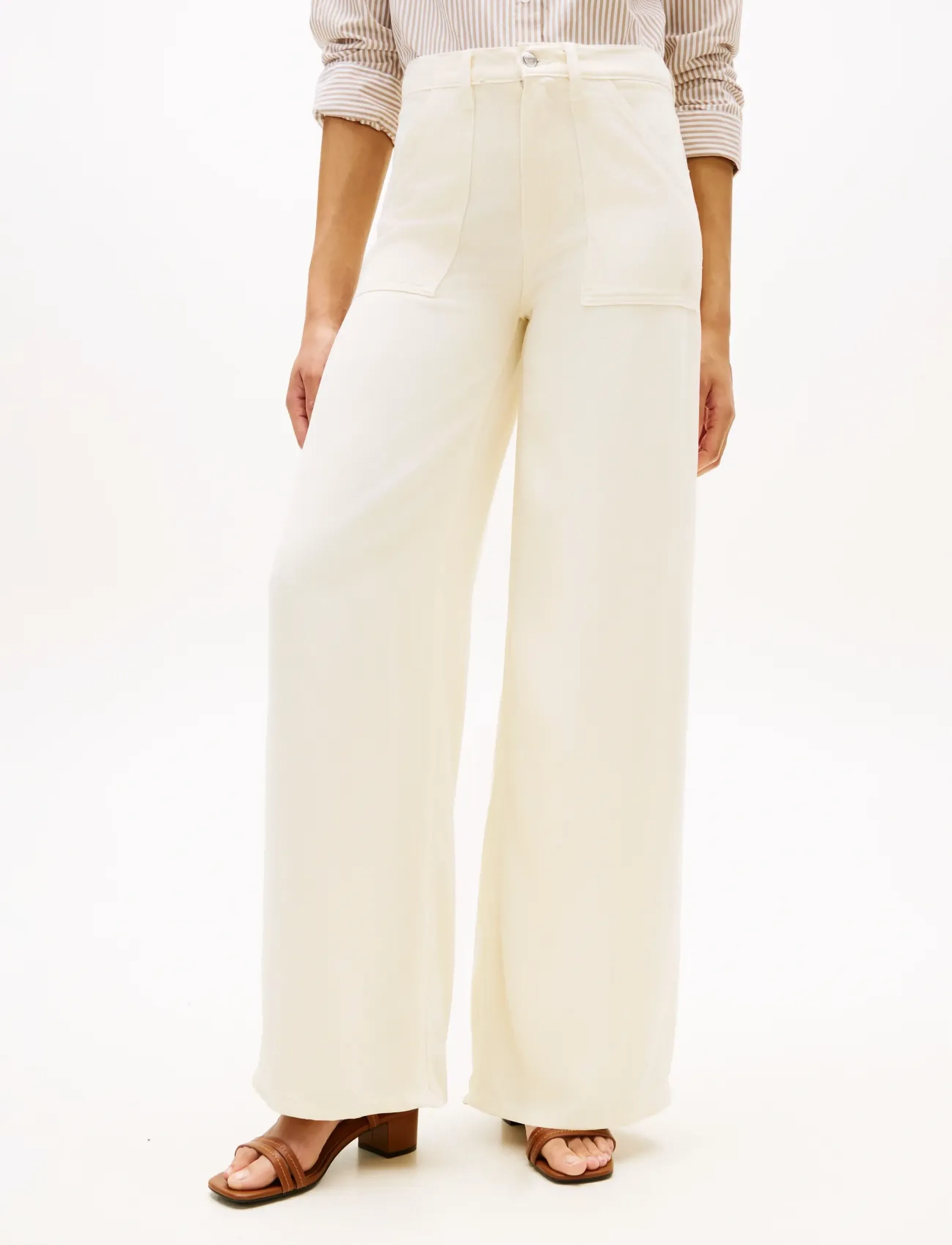 Tommy Hilfiger DNM SOFT ECRU 70S WIDE LEG HW - Jeans - SOFT ECRU / cream