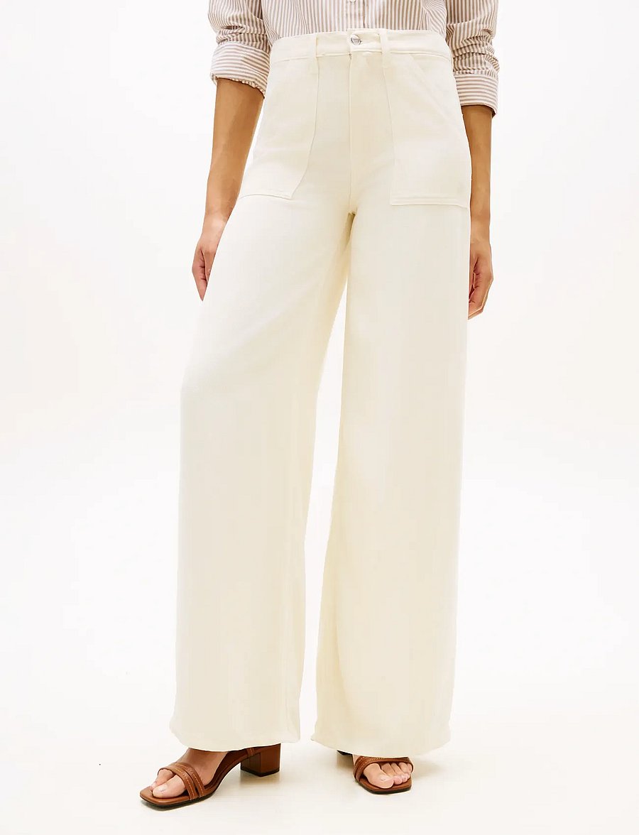 Tommy Hilfiger - DNM SOFT ECRU 70S WIDE LEG HW - pantalons larges - soft ecru - 0