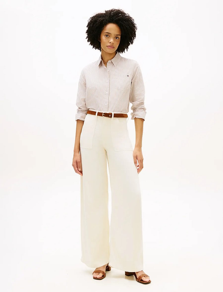 Tommy Hilfiger - DNM SOFT ECRU 70S WIDE LEG HW - pantalons larges - soft ecru - 3