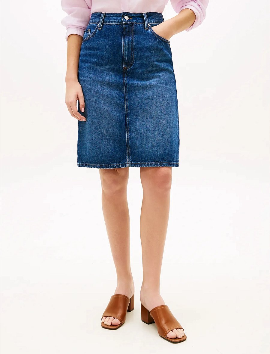Tommy Hilfiger - DNM NEW DOREEN KNEE SKIRT RW - gallapils - new doreen - 0