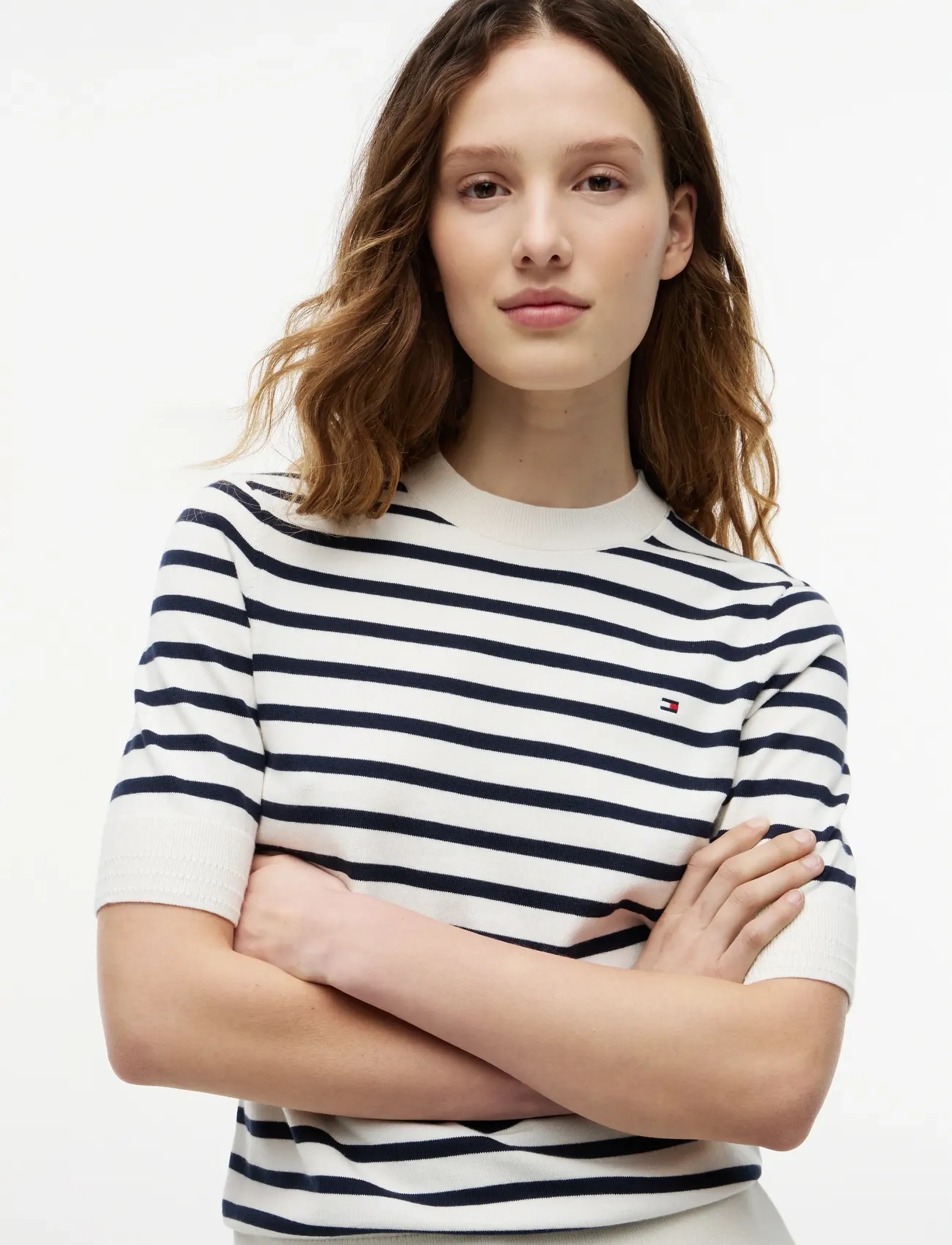 Tommy Hilfiger - CO JERSEY FINE GG C-NK SS SWT - t-shirts - ivory petal  dark n navy breton stp - 3
