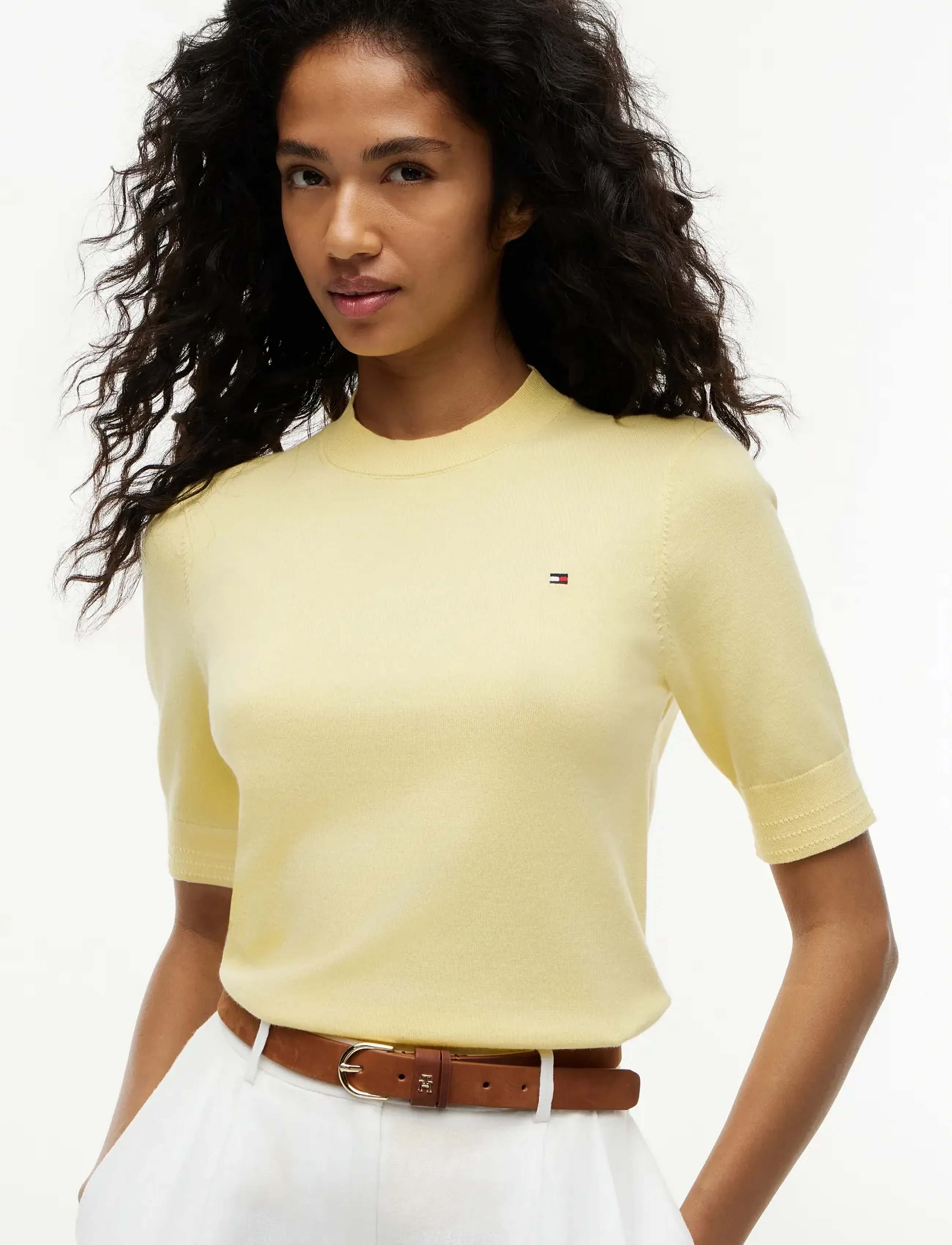 Tommy Hilfiger - CO JERSEY FINE GG C-NK SS SWT - t-shirts - citronella - 3