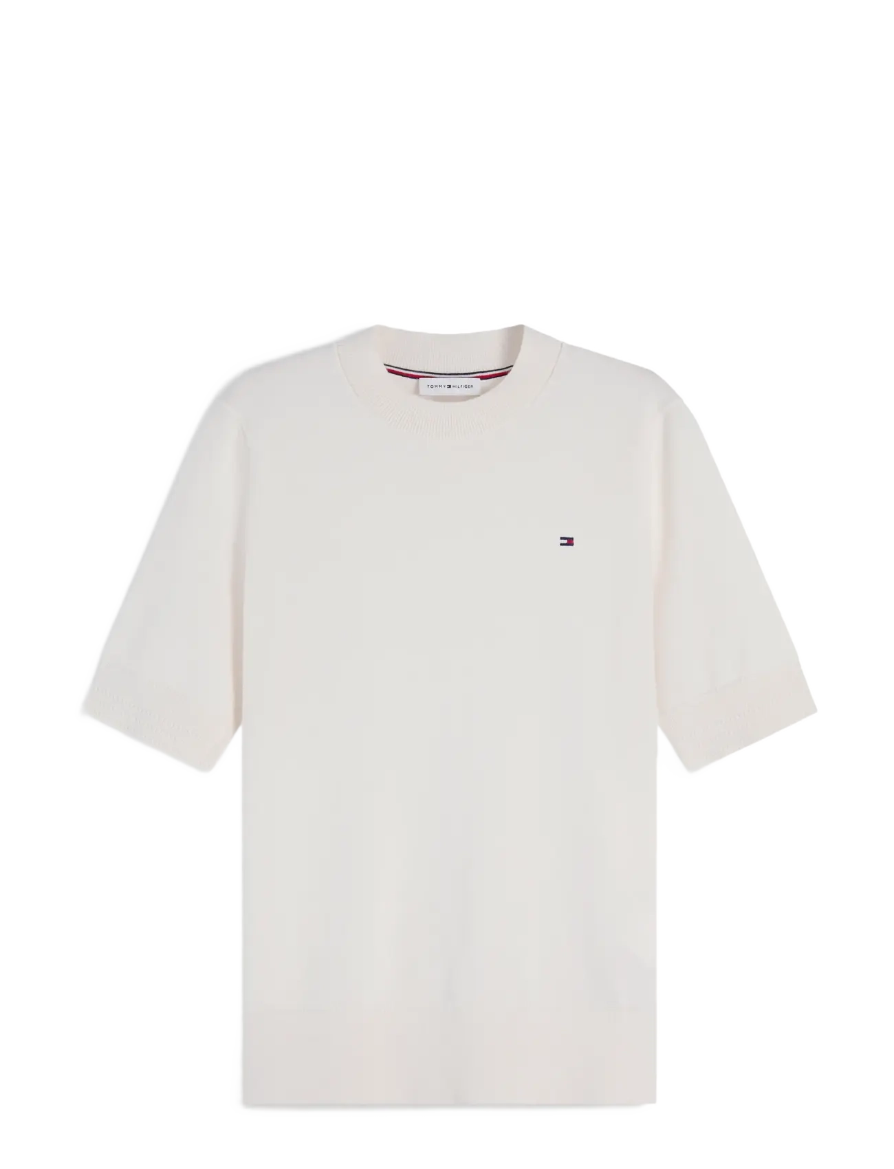 Tommy Hilfiger COTTON SHORT SLEEVE SWEATER - Tøj - IVORY PETAL / cream