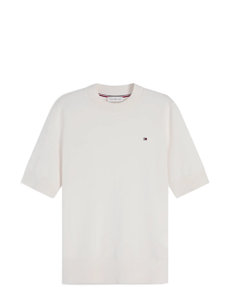 Tommy Hilfiger - COTTON SHORT SLEEVE SWEATER - t-shirts - ivory petal - 1