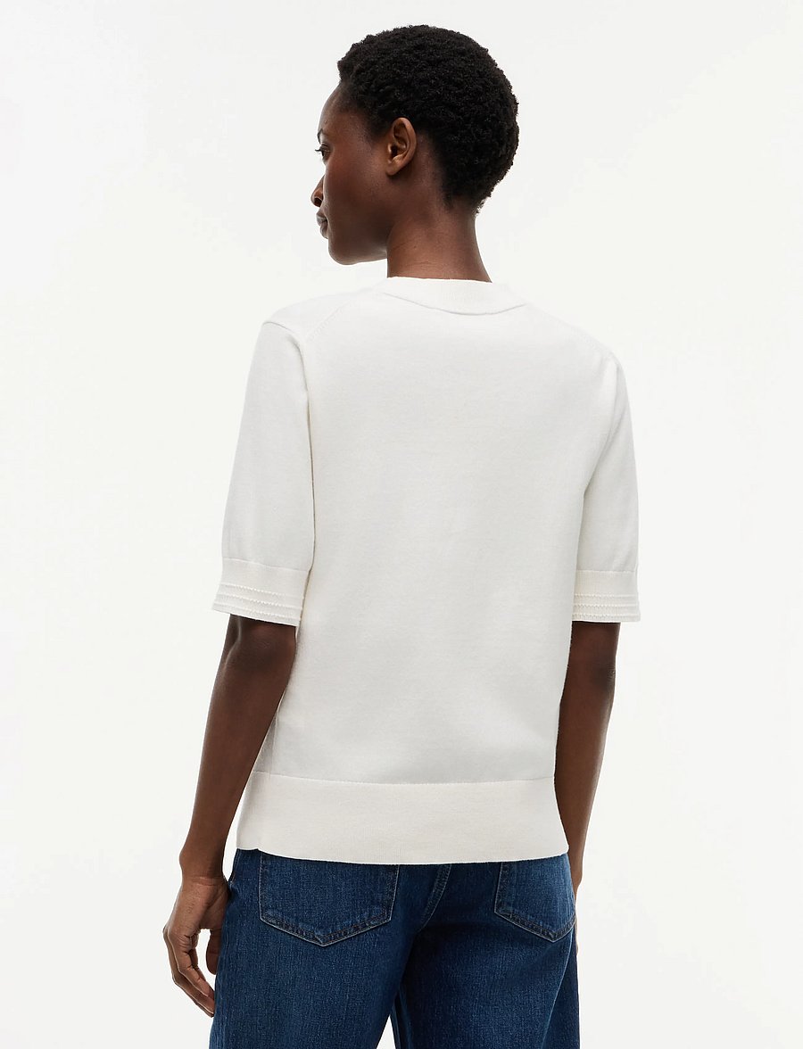Tommy Hilfiger - COTTON SHORT SLEEVE SWEATER - t-shirts - ivory petal - 2