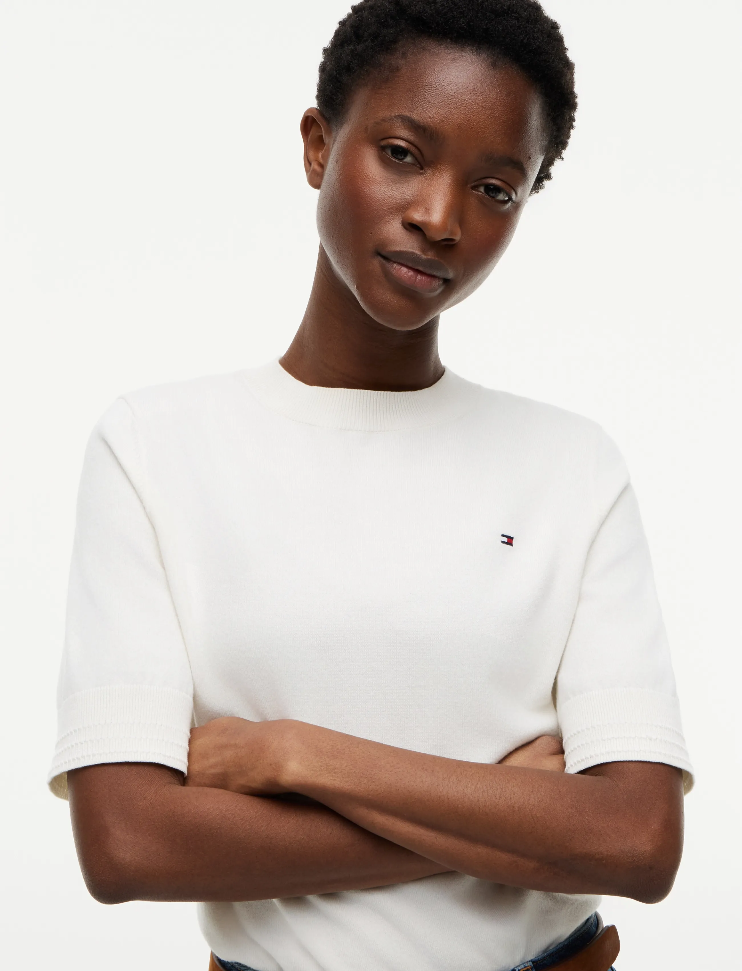 Tommy Hilfiger - COTTON SHORT SLEEVE SWEATER - t-shirts - ivory petal - 3