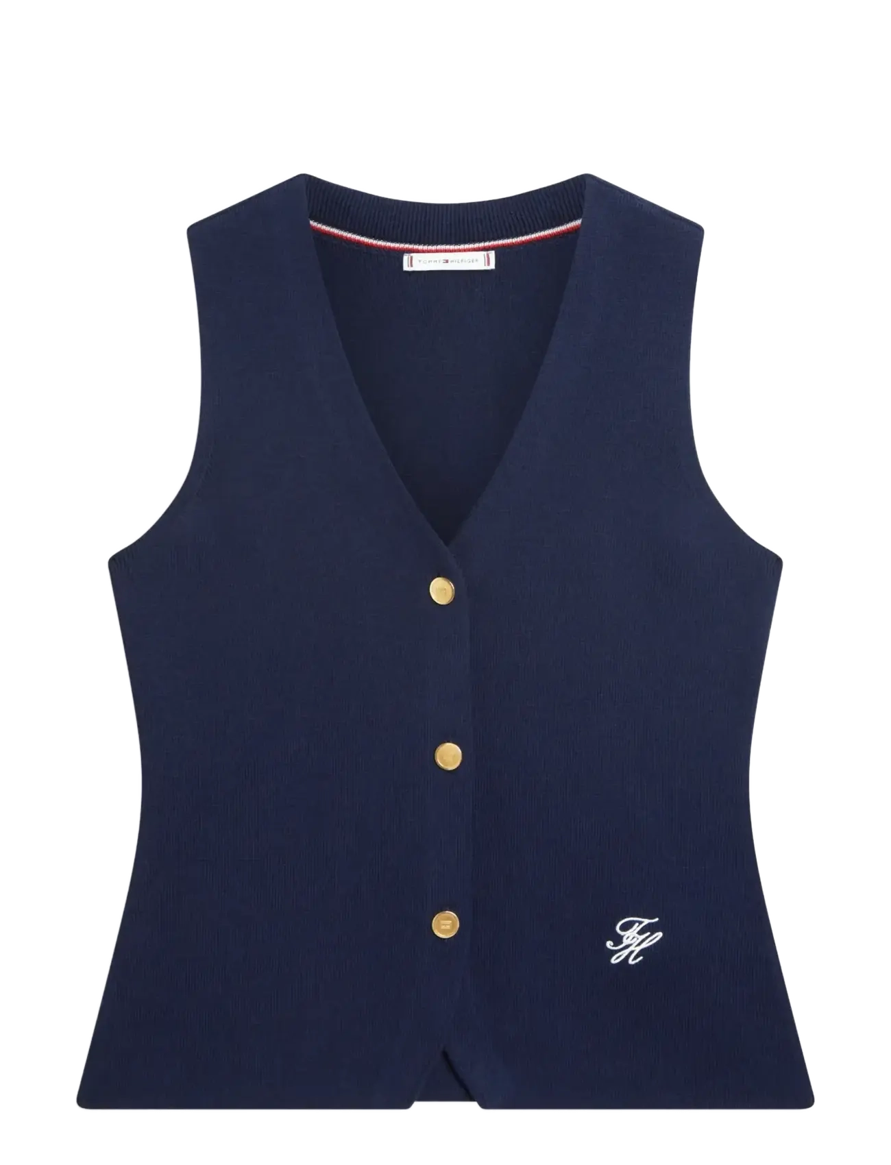 TOMMY HILFIGER Co Full Needle Slim Vest Navy - L - Damen