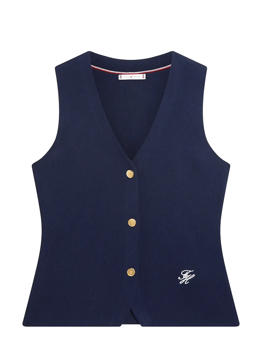 Tommy Hilfiger - CO FULL NEEDLE SLIM VEST - strickwesten - dark night navy - 1