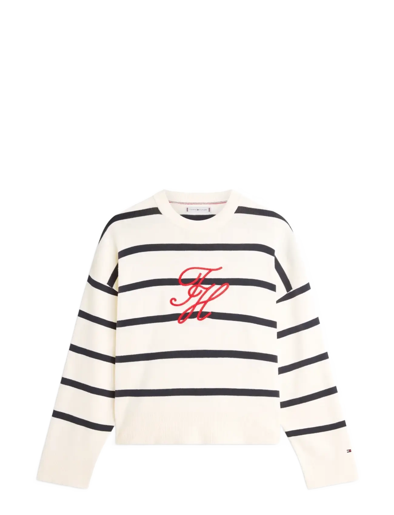 Tommy Hilfiger FULL NEEDLE GRAPHIC SWEATER - Tommy Hilfiger - BIG STP CALICO DARK N NAVY / cream