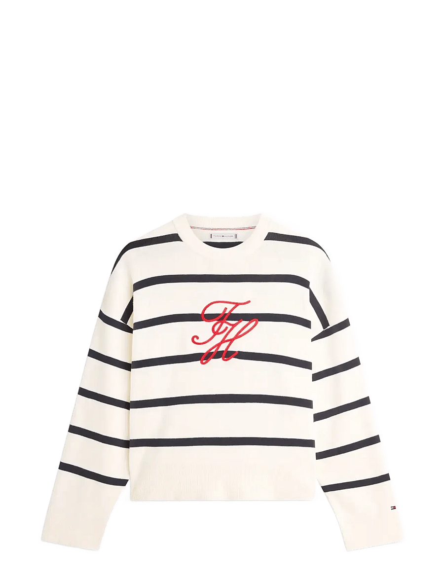 Tommy Hilfiger - FULL NEEDLE GRAPHIC SWEATER - stickade tröjor - big stp calico dark n navy - 1