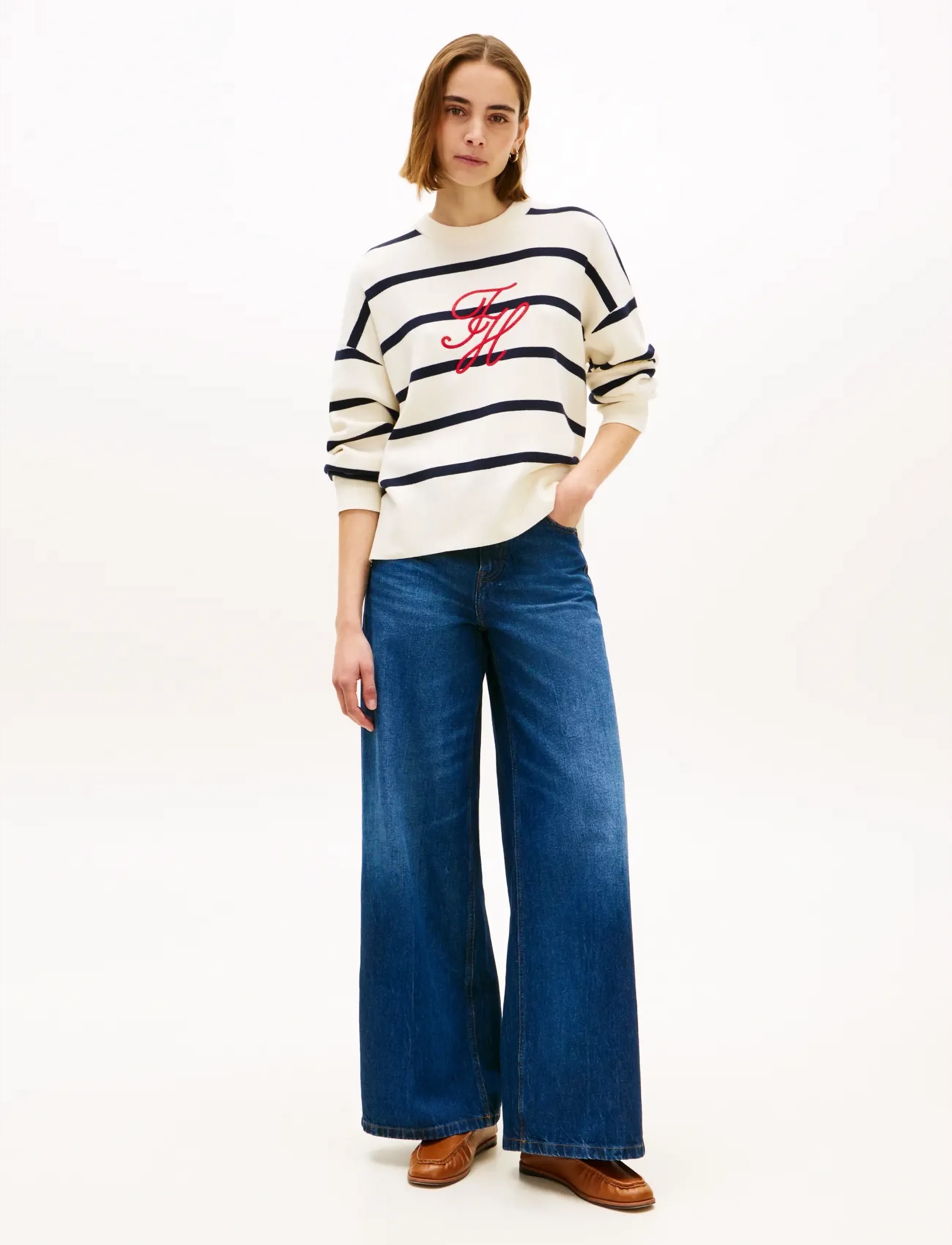 Tommy Hilfiger - FULL NEEDLE GRAPHIC SWEATER - stickade tröjor - big stp calico dark n navy - 3