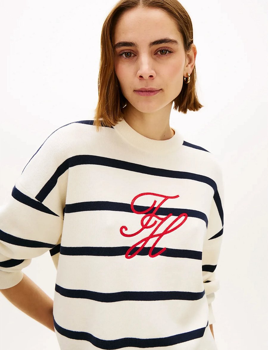 Tommy Hilfiger - FULL NEEDLE GRAPHIC SWEATER - stickade tröjor - big stp calico dark n navy - 4