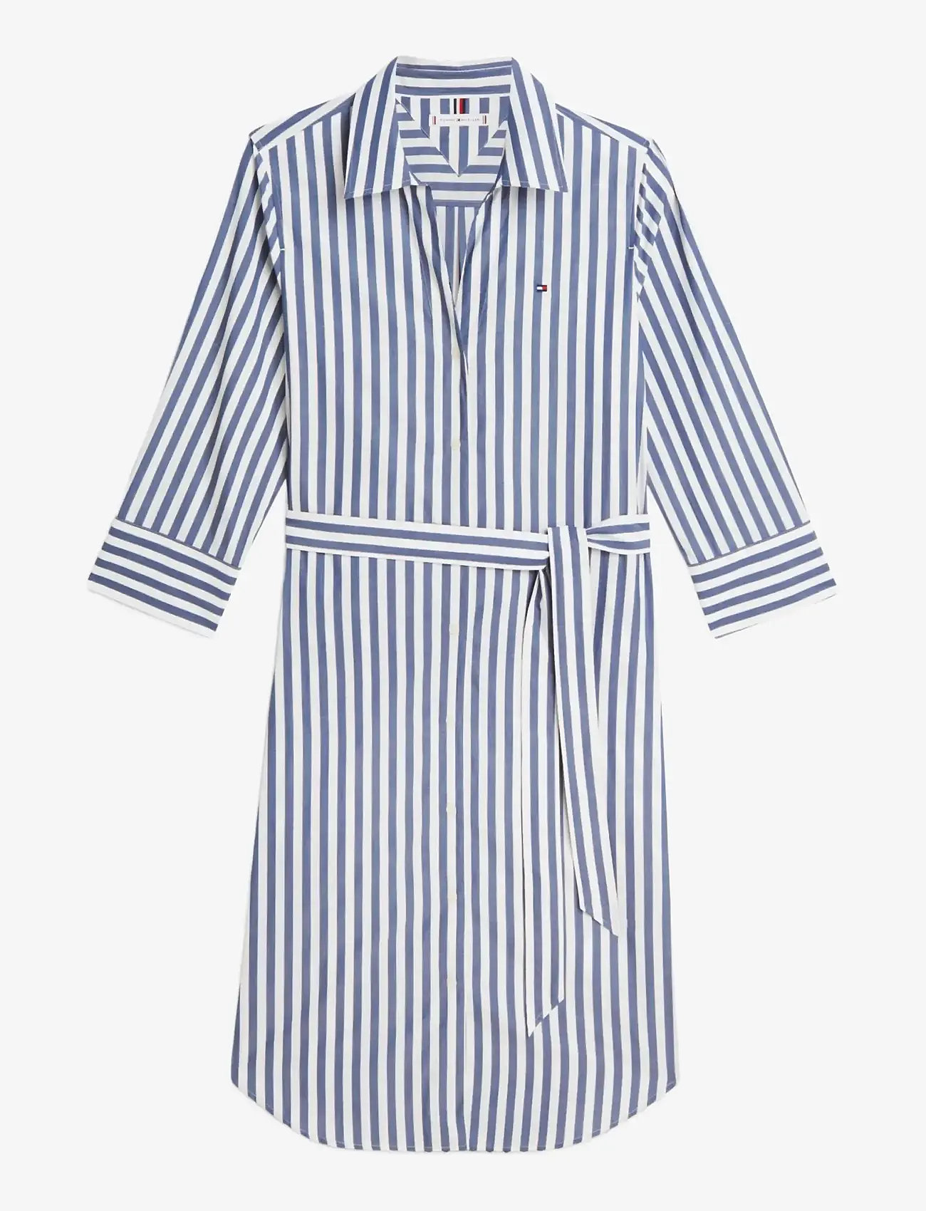 Tommy Hilfiger - ESS POPLIN REG SHIRT DRESS - särkkleidid - wide banker stp ecru seashore navy - 1