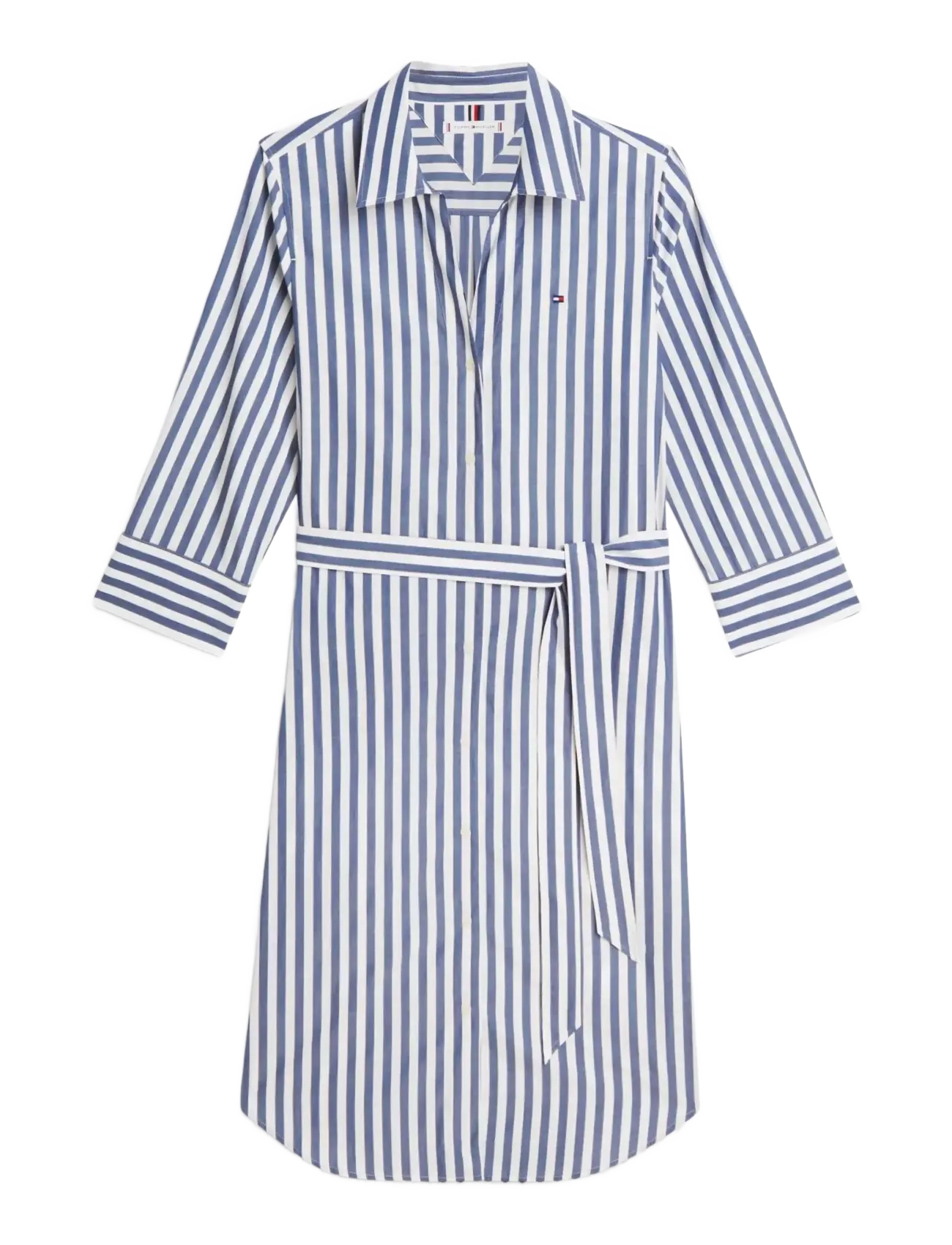 ESS POPLIN REG SHIRT DRESS - WIDE BANKER STP ECRU SEASHORE NAVY