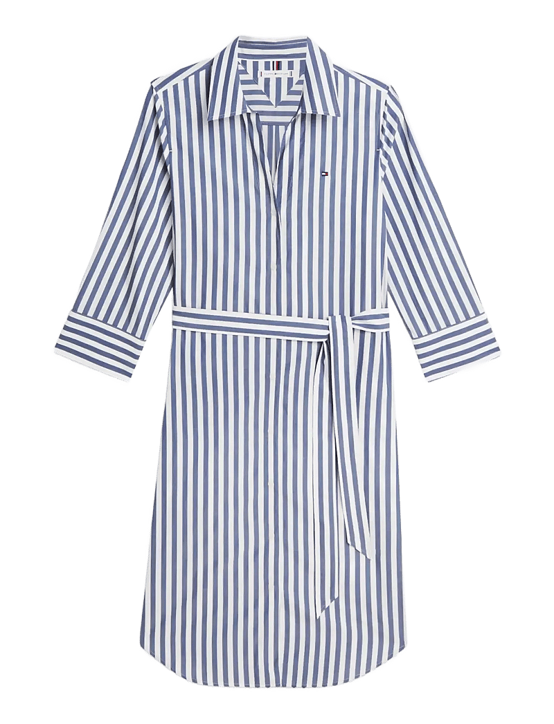 Tommy Hilfiger - ESS POPLIN REG SHIRT DRESS - särkkleidid - wide banker stp ecru seashore navy - 1