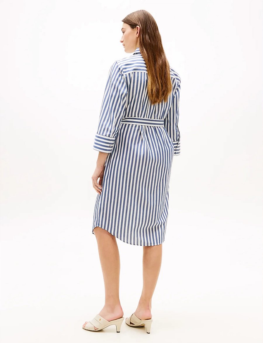Tommy Hilfiger - ESS POPLIN REG SHIRT DRESS - skjortekjoler - wide banker stp ecru seashore navy - 4