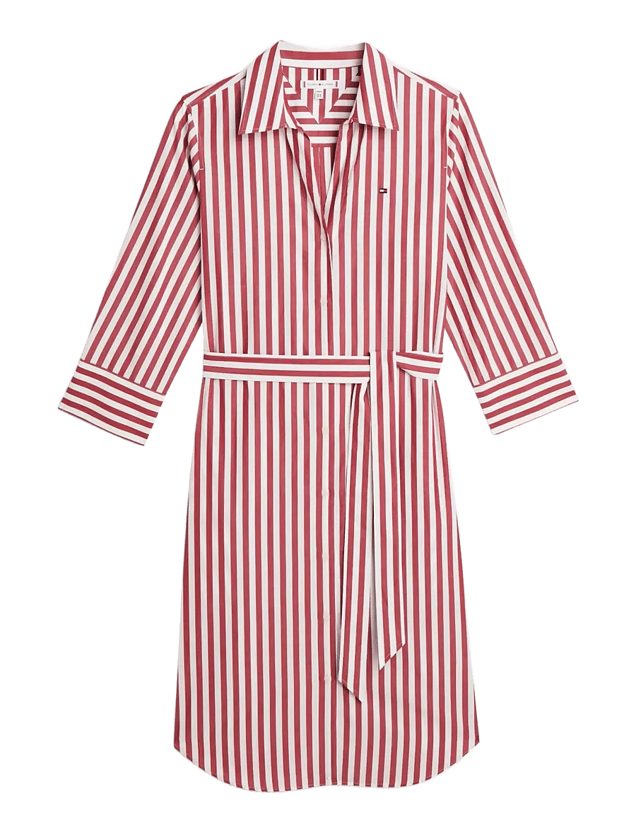 Tommy Hilfiger - ESS POPLIN REG SHIRT DRESS - särkkleidid - wide banker stp ecru liberty red - 1