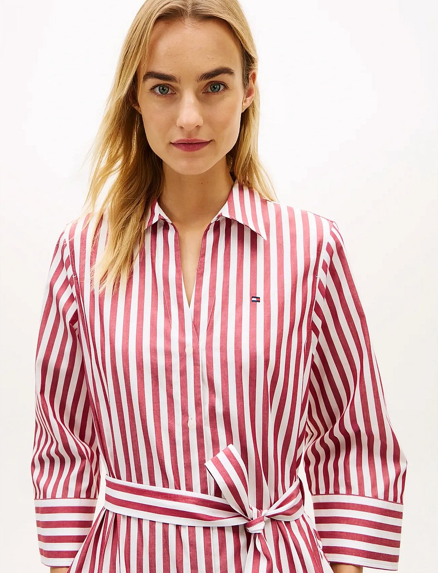 Tommy Hilfiger - ESS POPLIN REG SHIRT DRESS - särkkleidid - wide banker stp ecru liberty red - 2