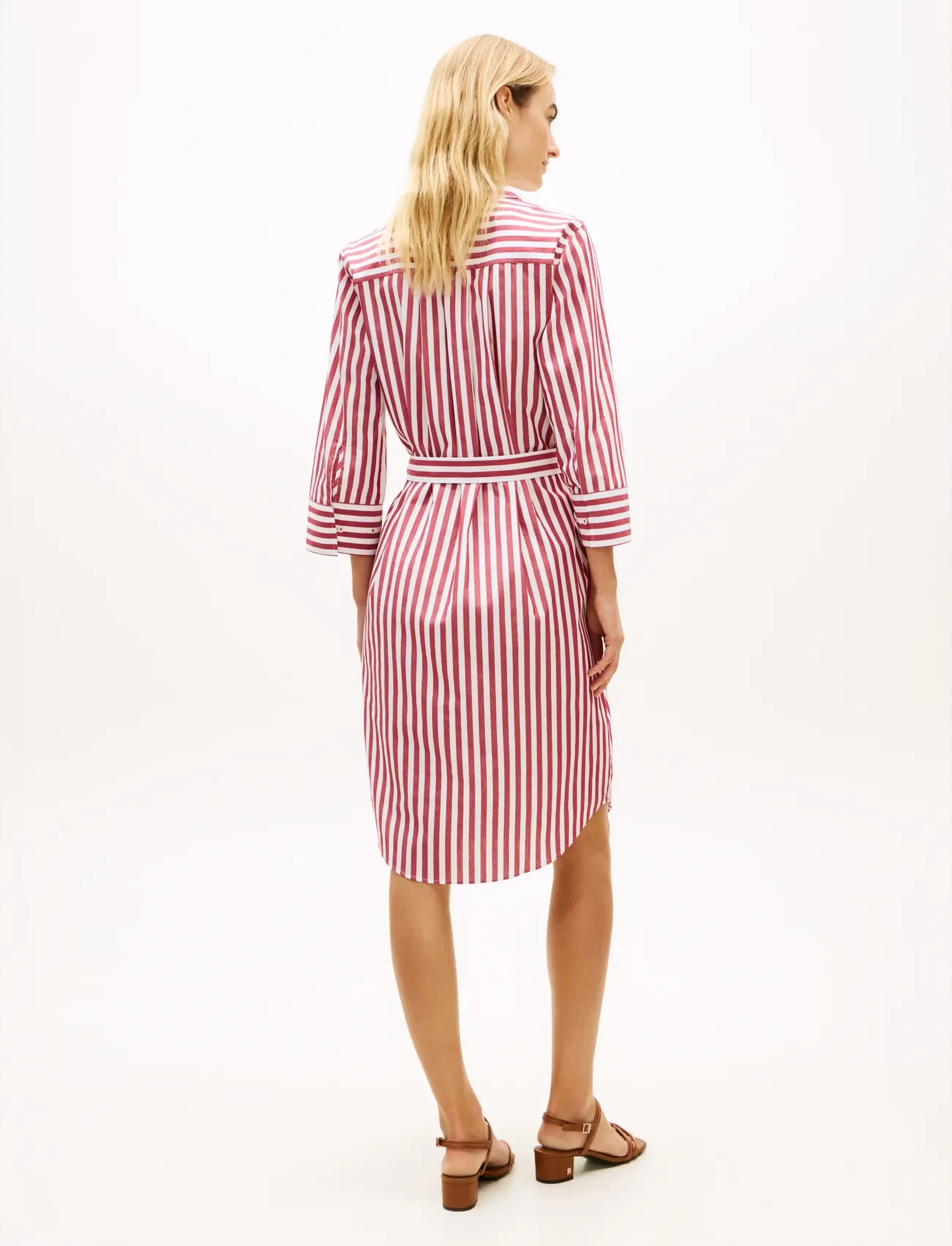 Tommy Hilfiger - ESS POPLIN REG SHIRT DRESS - skjortekjoler - wide banker stp ecru liberty red - 3