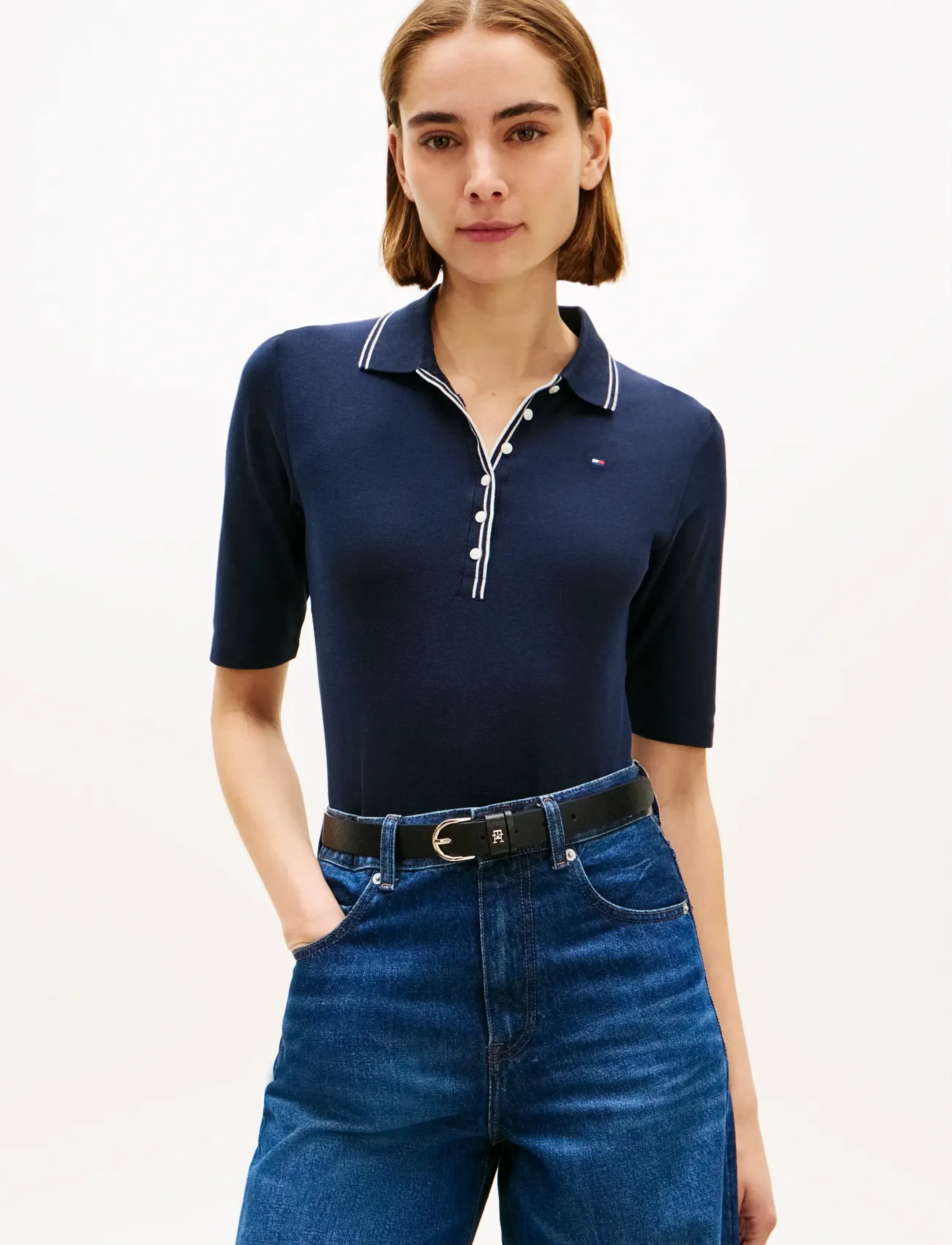 Lyocell Tipping Slim 1/2Slv Polo