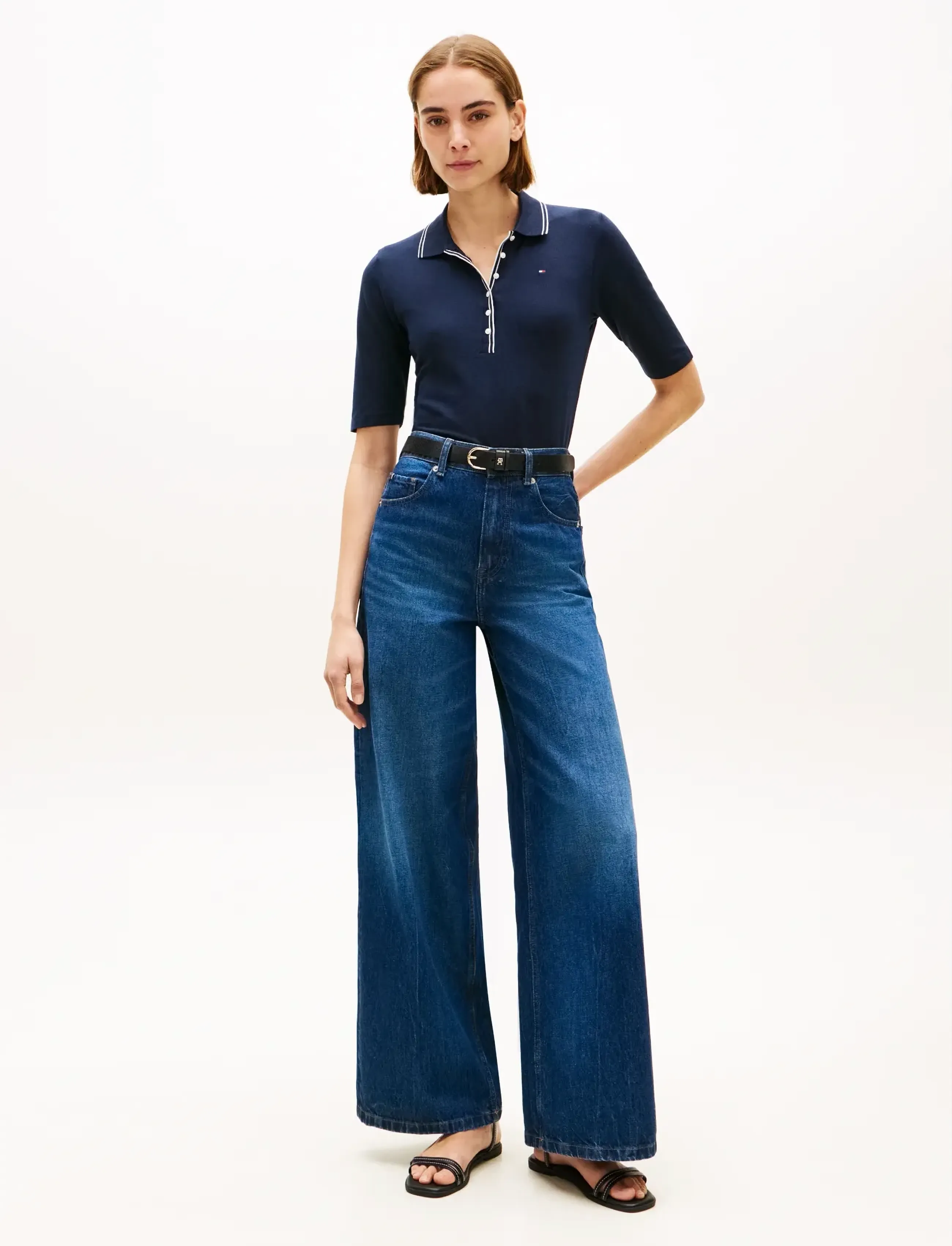 Tommy Hilfiger - LYOCELL TIPPING SLIM 1/2SLV POLO - poloer - dark night navy - 3