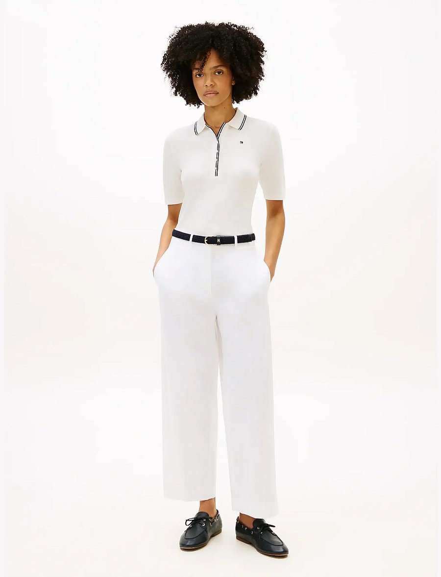 Tommy Hilfiger - LYOCELL TIPPING SLIM 1/2SLV POLO - polo shirts - ecru - 3
