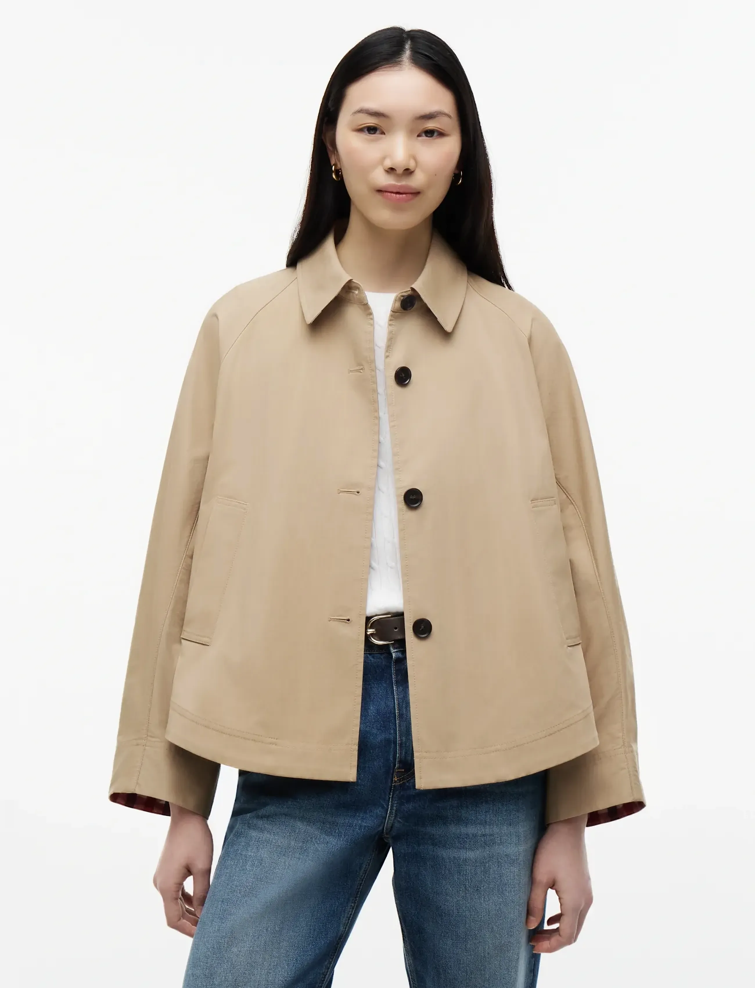 Tommy Hilfiger Cotton Short Jacket, 34, Jackets, Beige - Light-summer Frauen