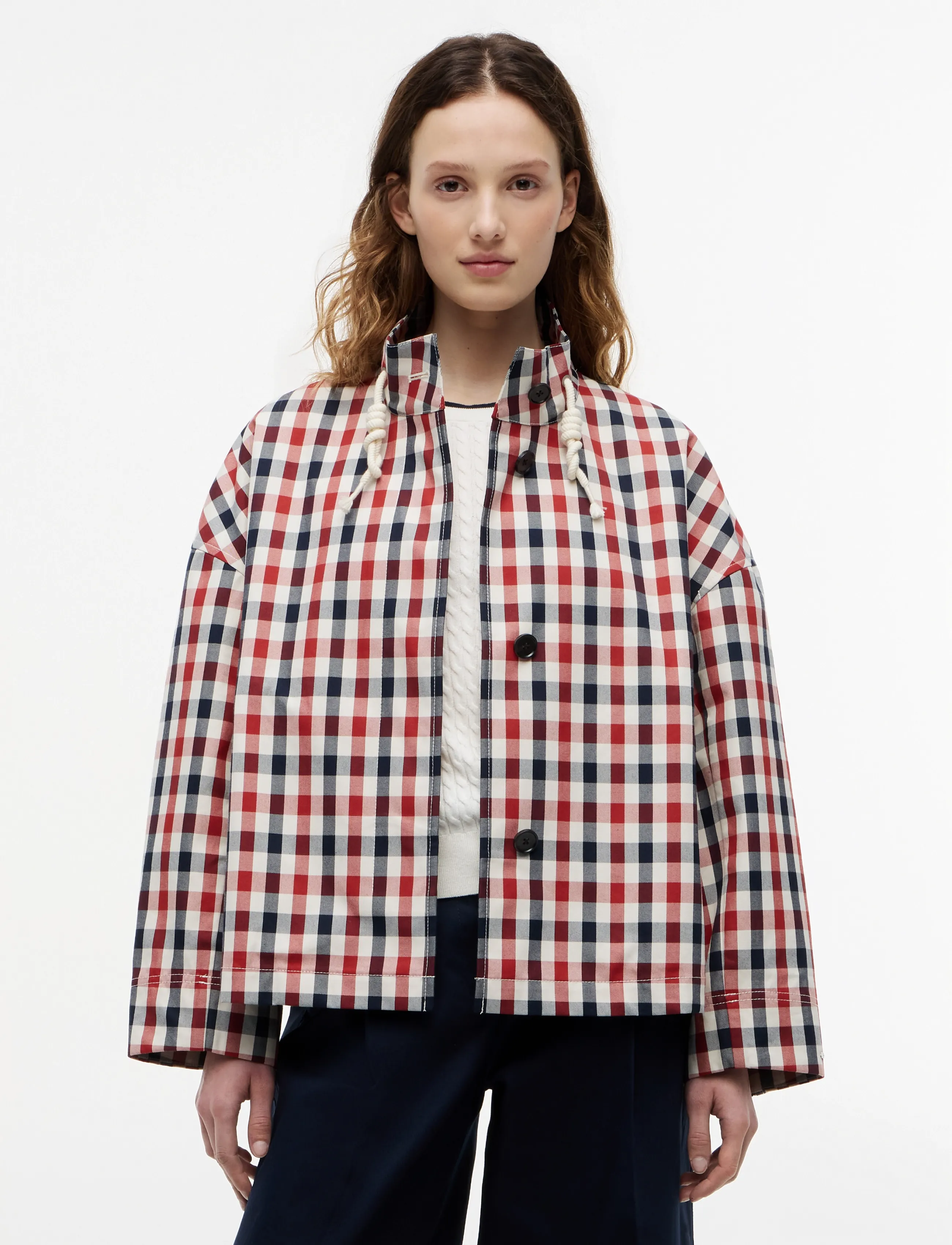 Tommy Hilfiger CHECK COTTON SHORT PARKA - Kevadjoped - DARK MAGMA / multi
