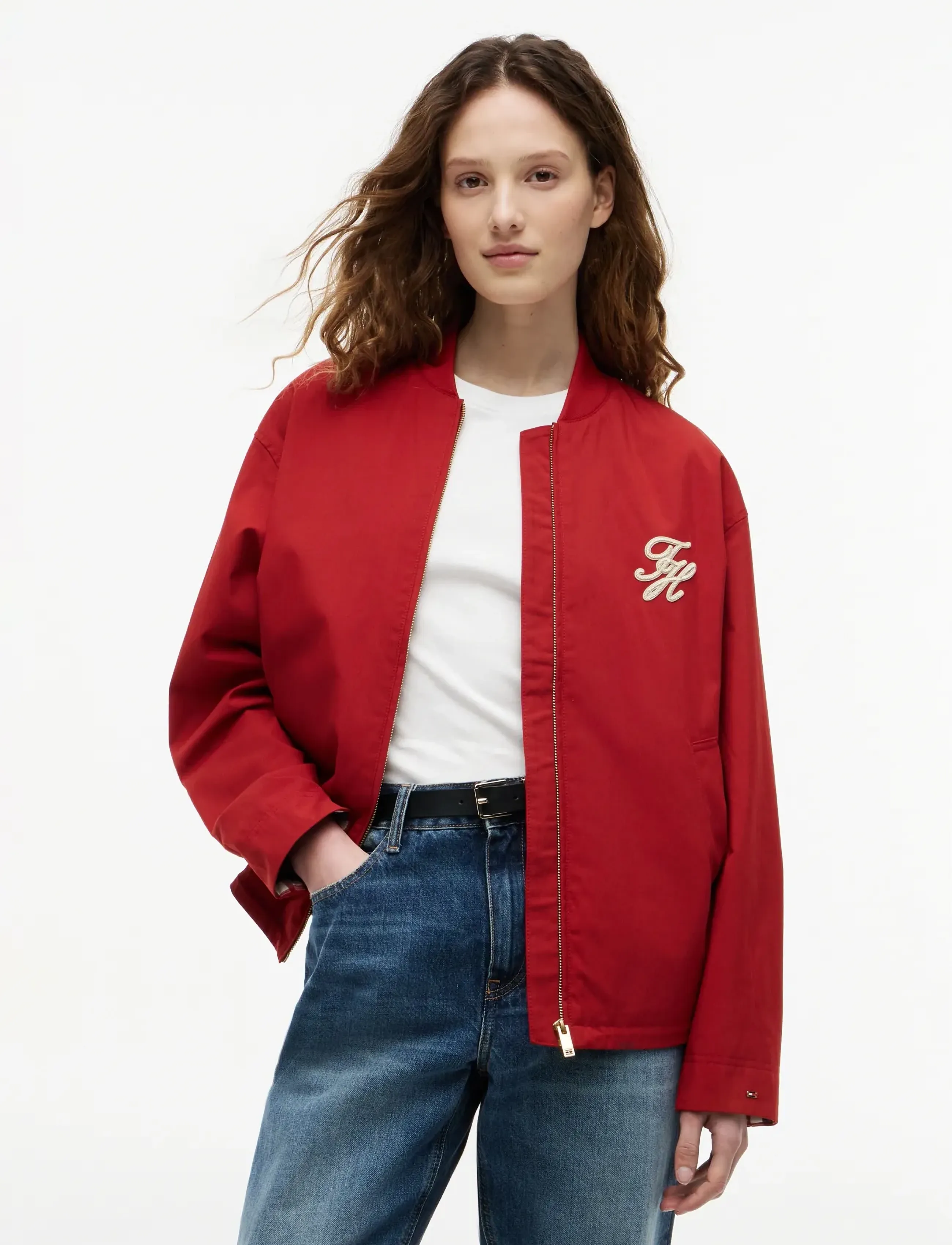 Tommy Hilfiger Cotton Bomber, 36, Jackets, Rot - Frauen