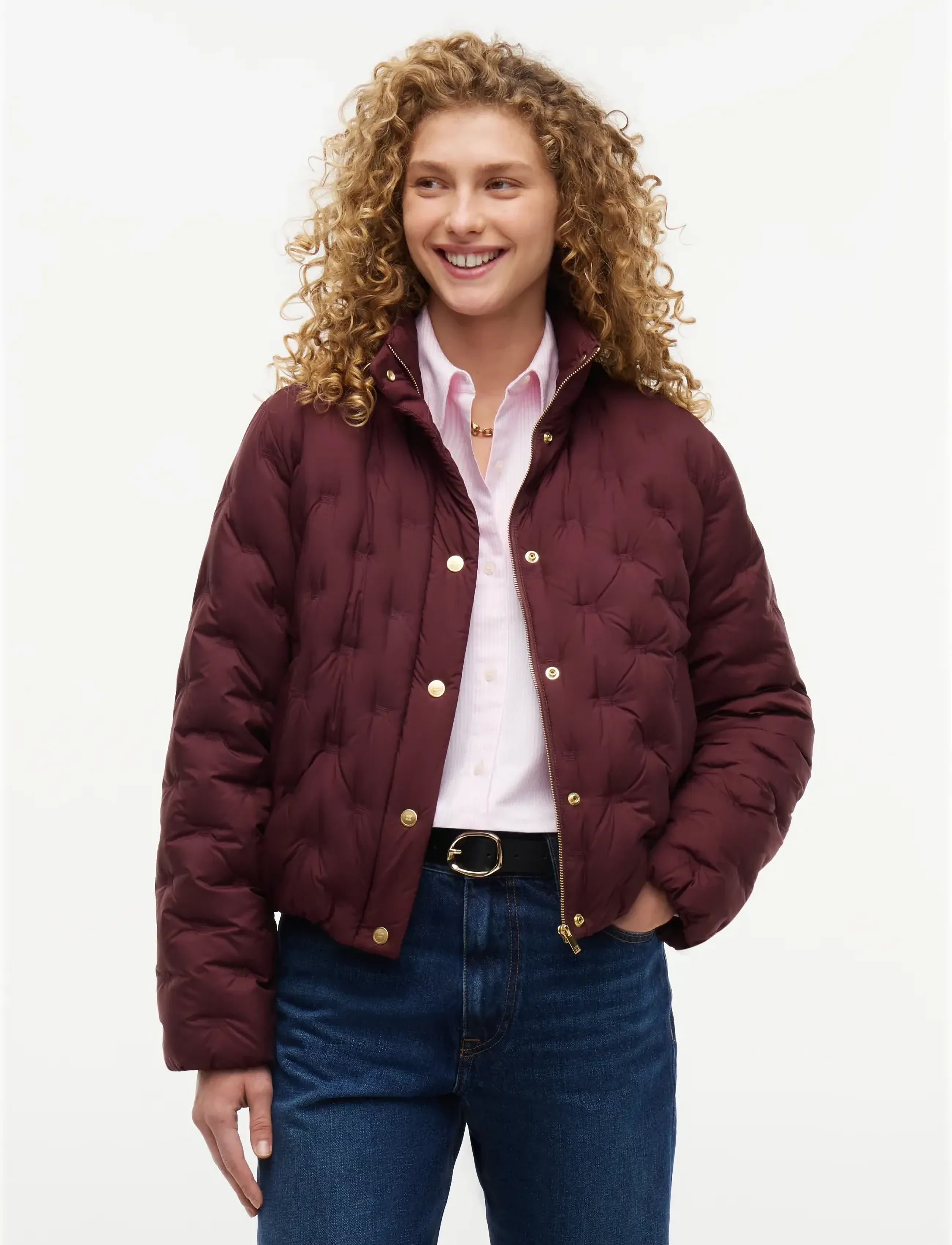 Tommy Hilfiger LW DOWN FLAG QUILT JACKET - Sæsonens farver - DEEP BURGUNDY / burgundy