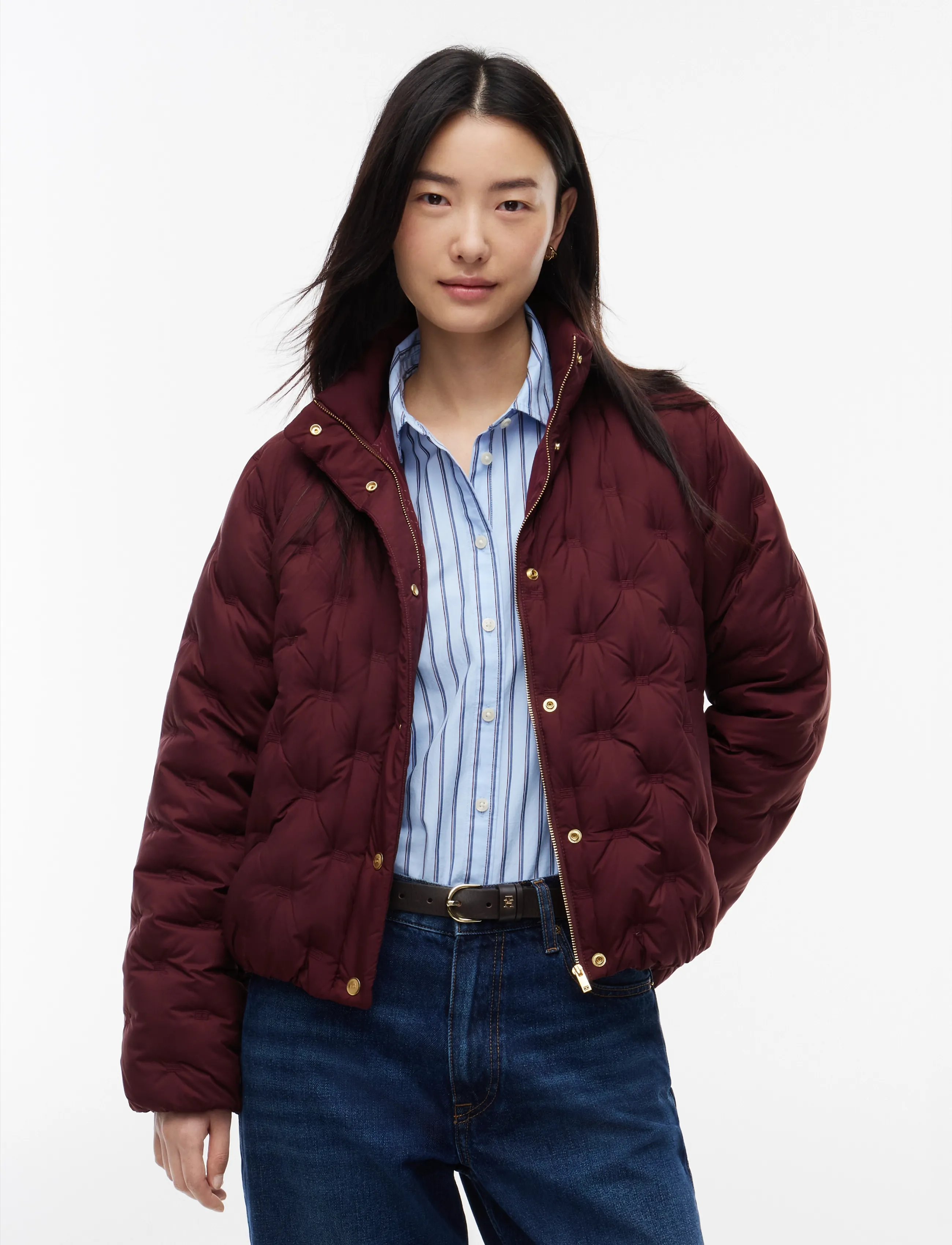 Tommy Hilfiger LW DOWN FLAG QUILT JACKET - Kläder - DEEP BURGUNDY / burgundy