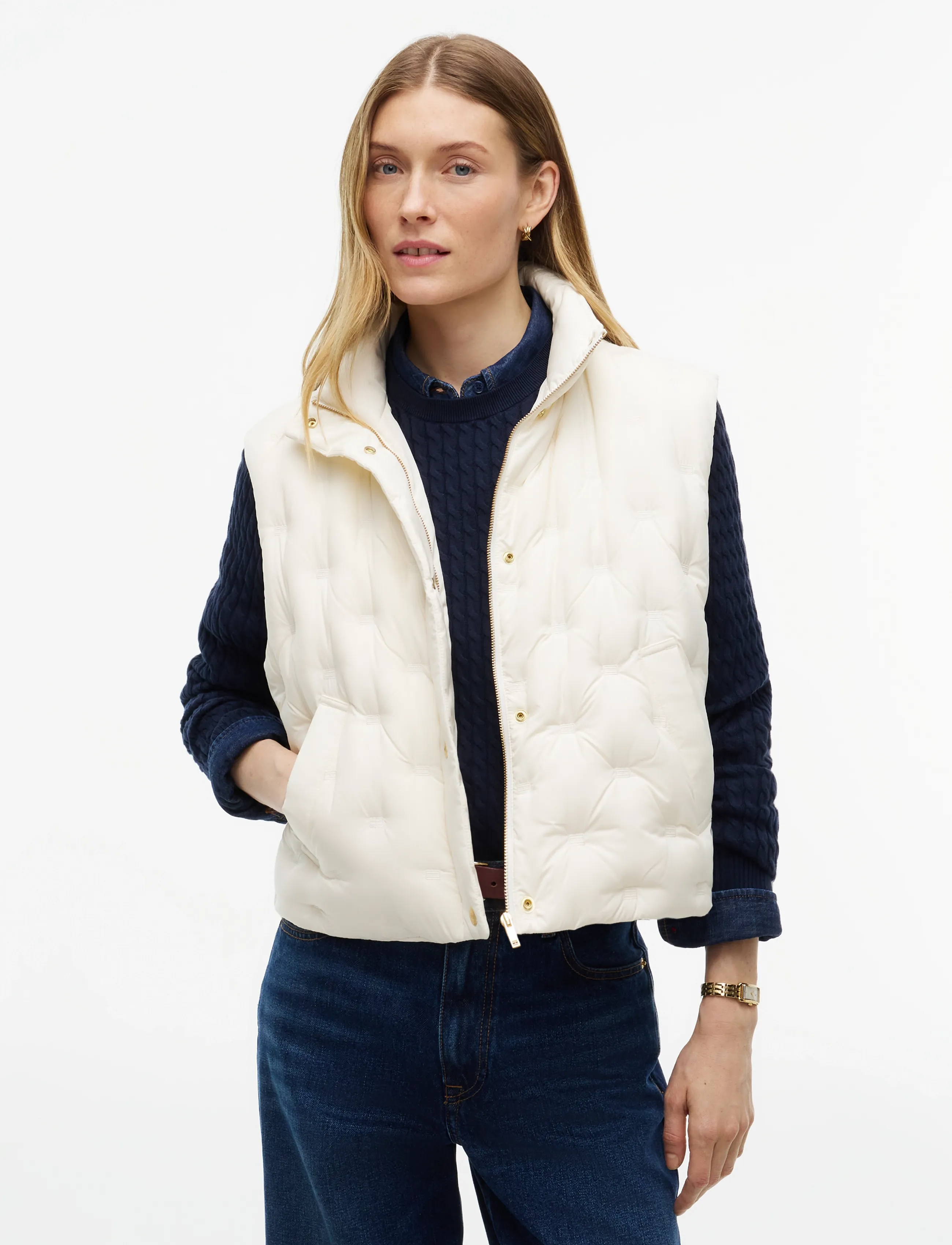 Tommy Hilfiger Lw Down Flag Quilt Vest, S, Westen, Creme - Quilted Frauen