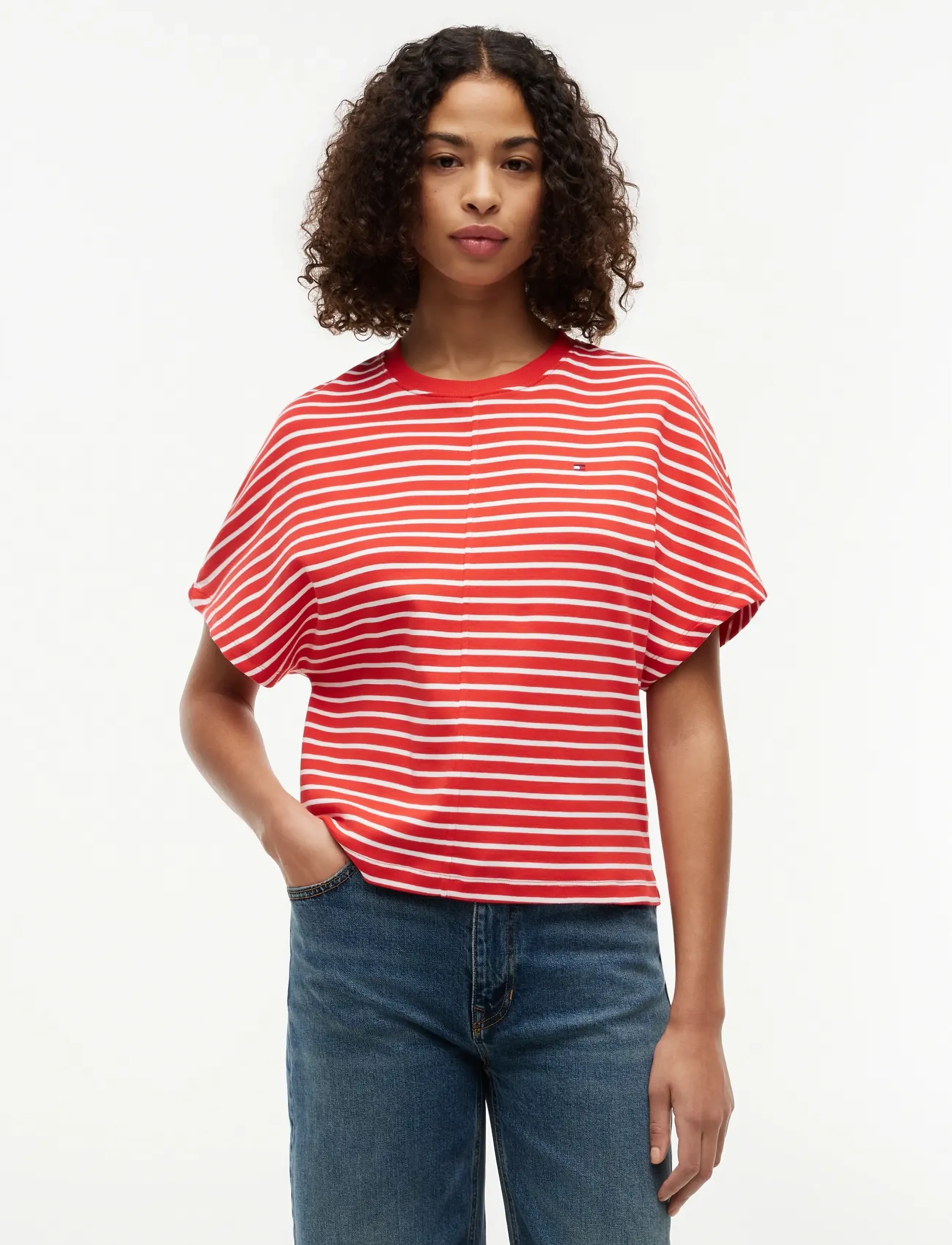 Tommy Hilfiger Cody Reg Batwing C-Nk Ss Tee, Kvinder, Batwing T-Shirt, Rød, Str: L