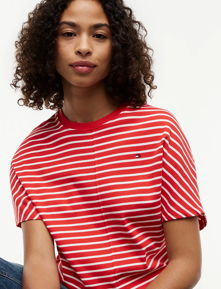Tommy Hilfiger - CODY REG BATWING C-NK SS TEE - t-särgid - breton fire red ecru stp - 3