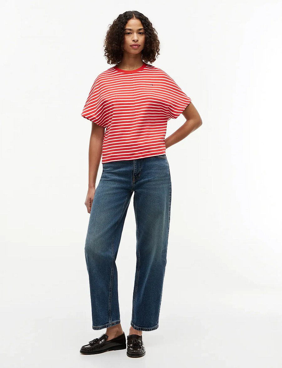 Tommy Hilfiger - CODY REG BATWING C-NK SS TEE - t-särgid - breton fire red ecru stp - 4