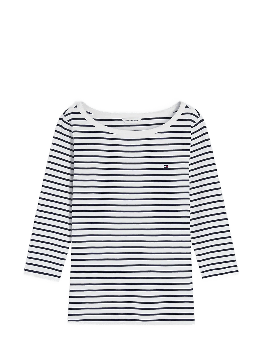 Tommy Hilfiger - CODY BOAT-NK 3/4 SLV TEE - langærmede toppe - breton stripe ecru dark night navy - 1